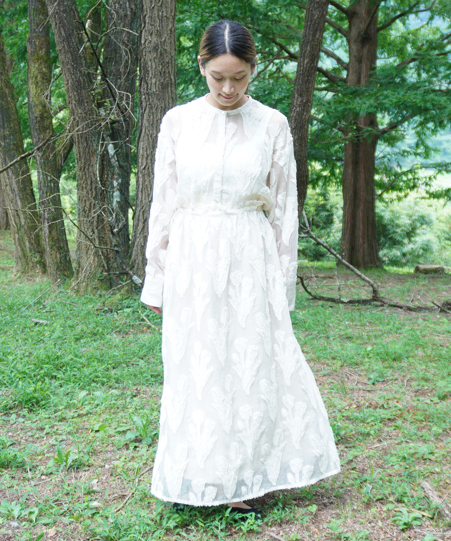 人気デザイナー AMBIDEX Store 〇tulip lace jacquard スカート(F キナリ): FLAT 工芸品