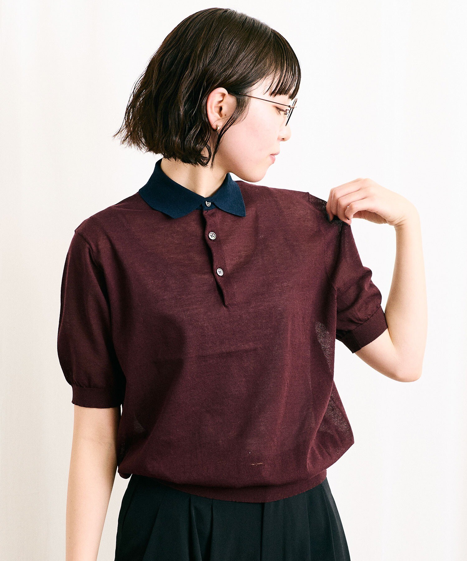 AMBIDEX Store 【予約販売】〇SHEER knit polo(F ボーダー): l