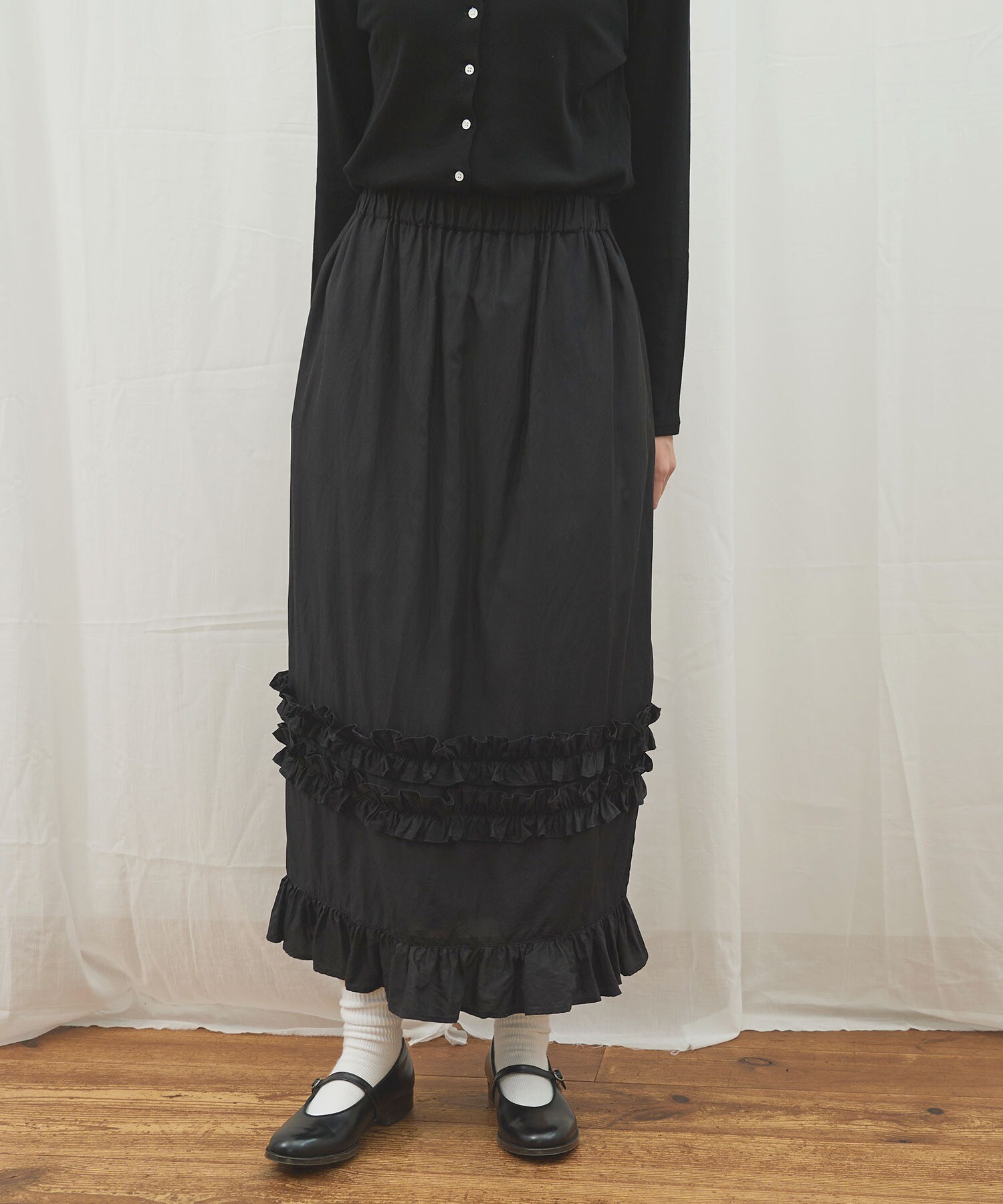 AMBIDEX Store 【予約販売】CottonCupra twill skirt (F クロ): l