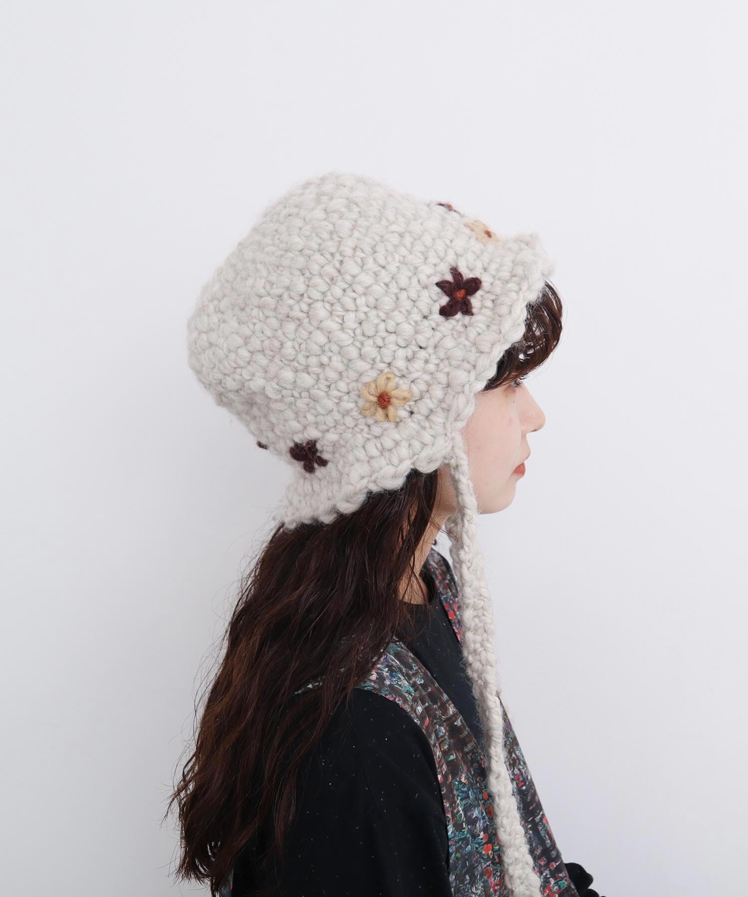 AMBIDEX Store 【予約販売】〇ちいさな花のハンドニットハット (F
