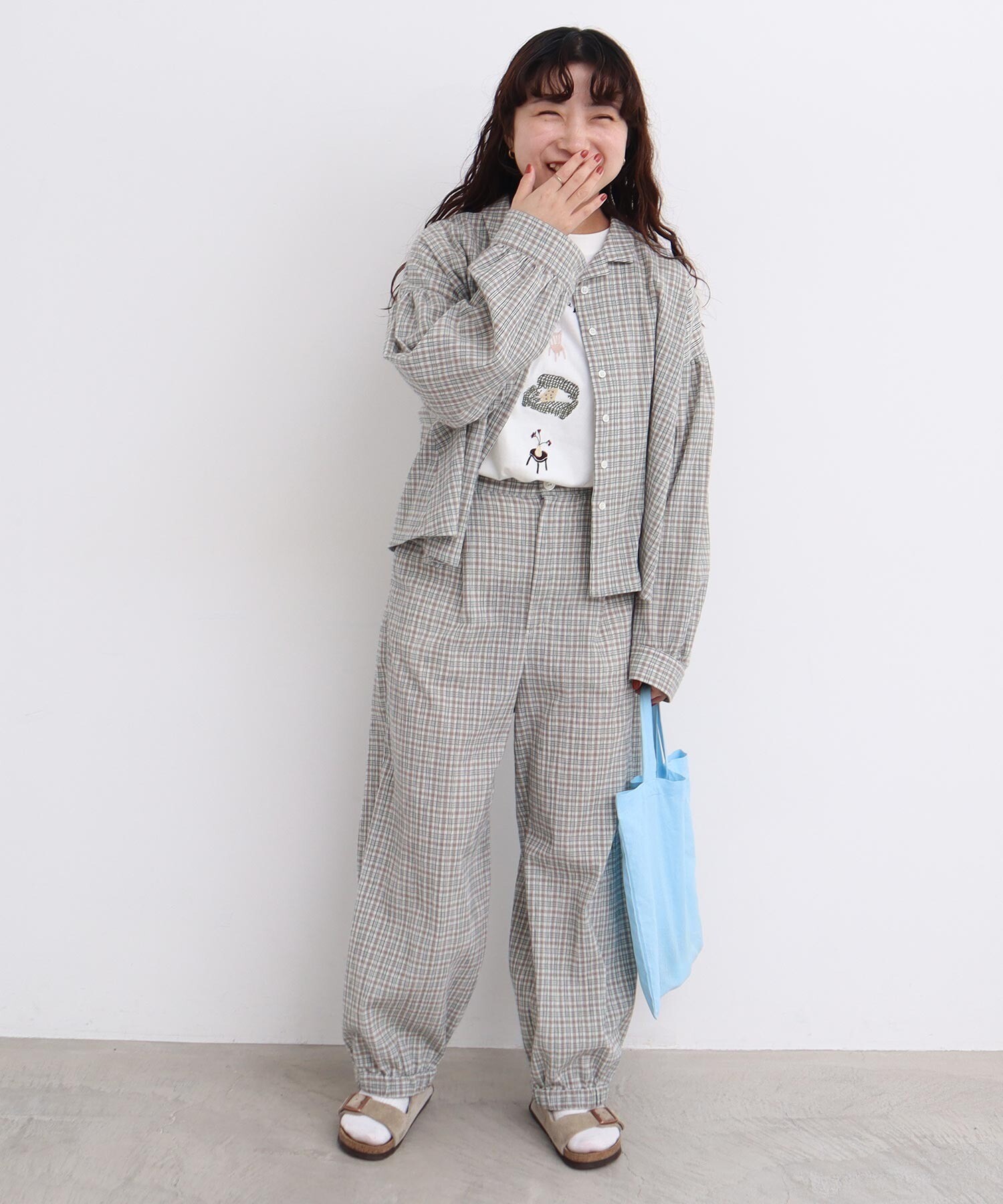 AMBIDEX Store 【予約販売】〇やさしいチェック 裾しぼりパンツ