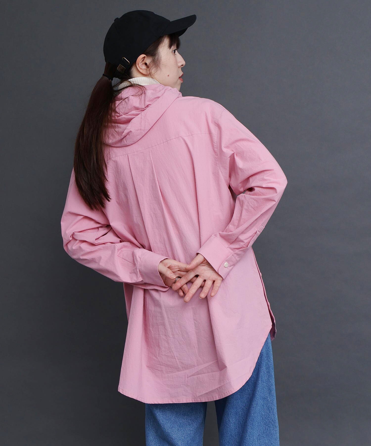 AMBIDEX Store 〇COTTON DYED POPLIN フードシャツ (F ピンク): l