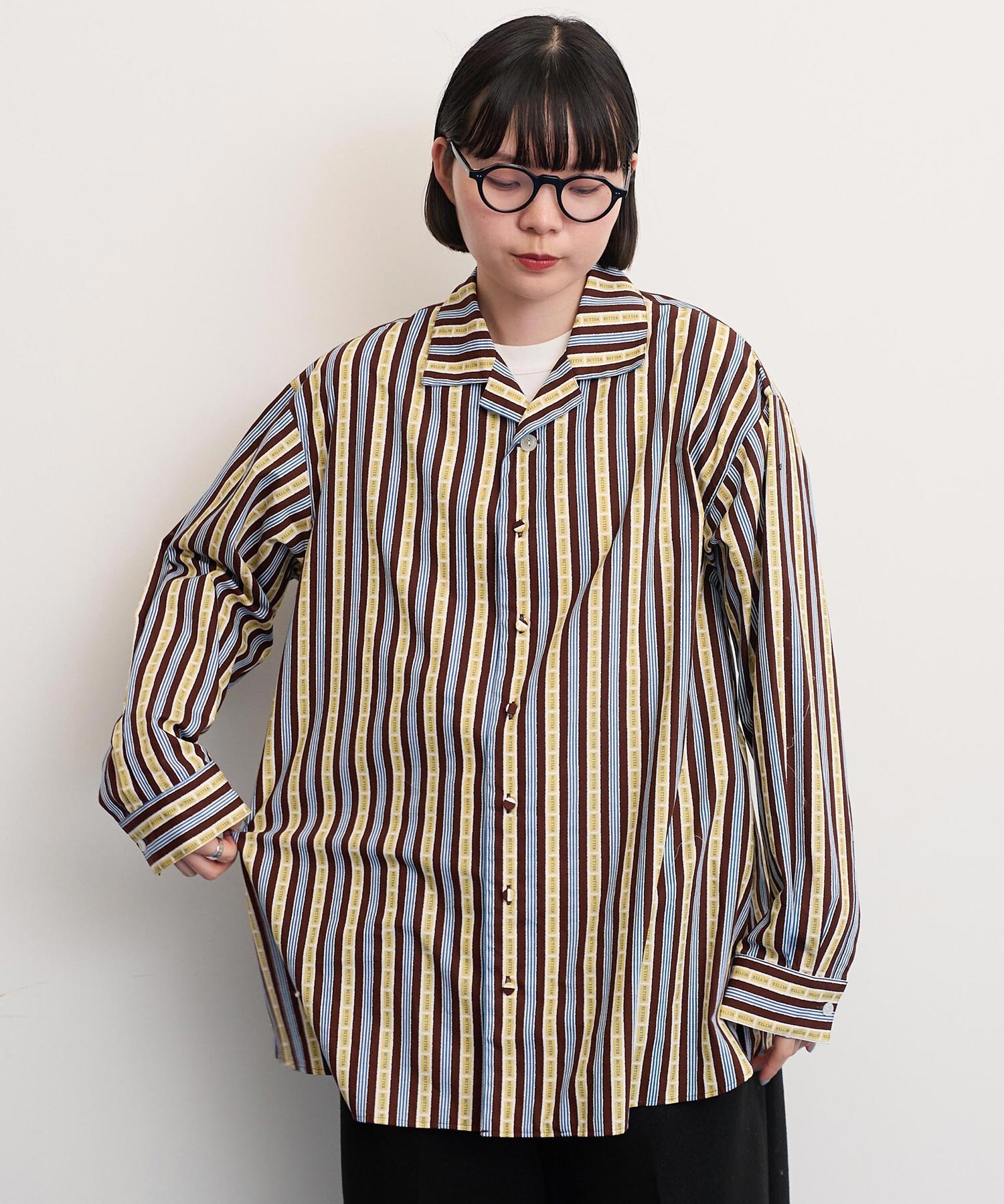 AMBIDEX Store ○○BETTER BUTTER STRIPE 開襟シャツ(F コゲチャ): l'atelier du savon