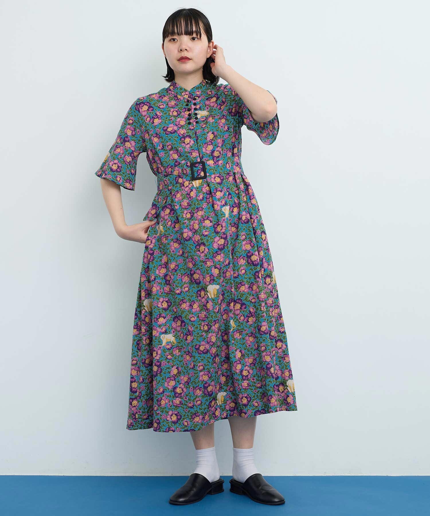 AMBIDEX Store Arctic Flower スタンドカラーワンピース(F
