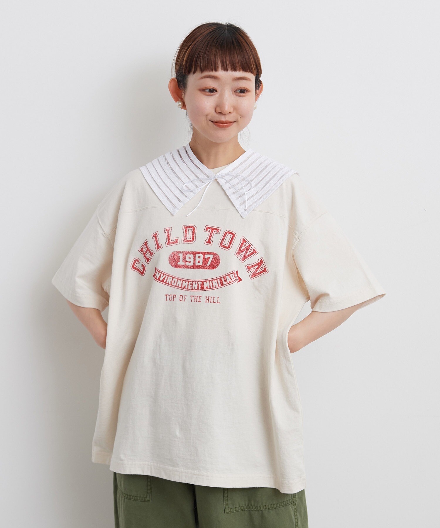 AMBIDEX Store ○オーガニック天竺 CHILDTOWN ロゴＴシャツ(F サックス): Dot and Stripes CHILD  WOMAN