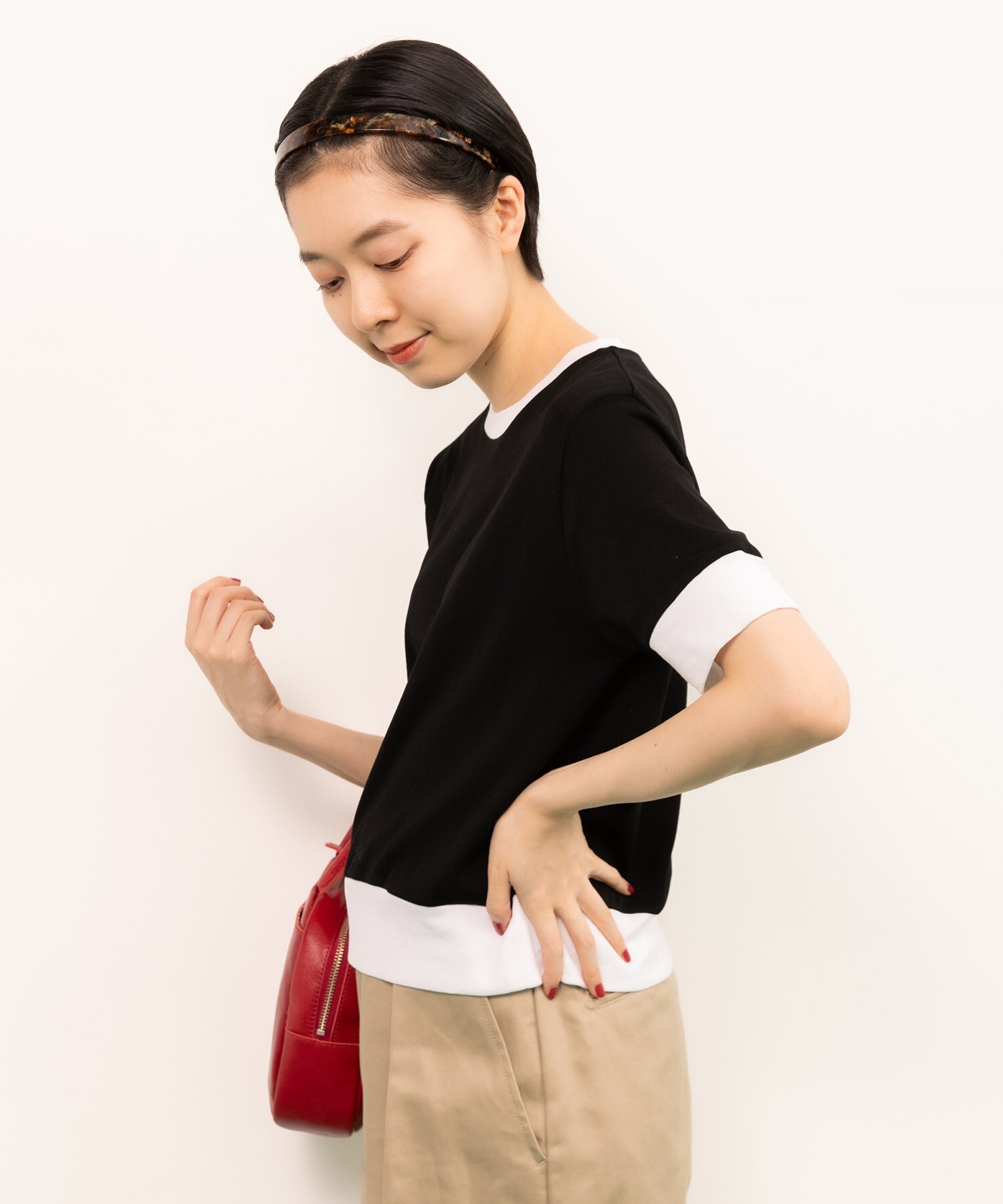 AMBIDEX Store ○連シルフライス バイカラーTシャツ(F クロ