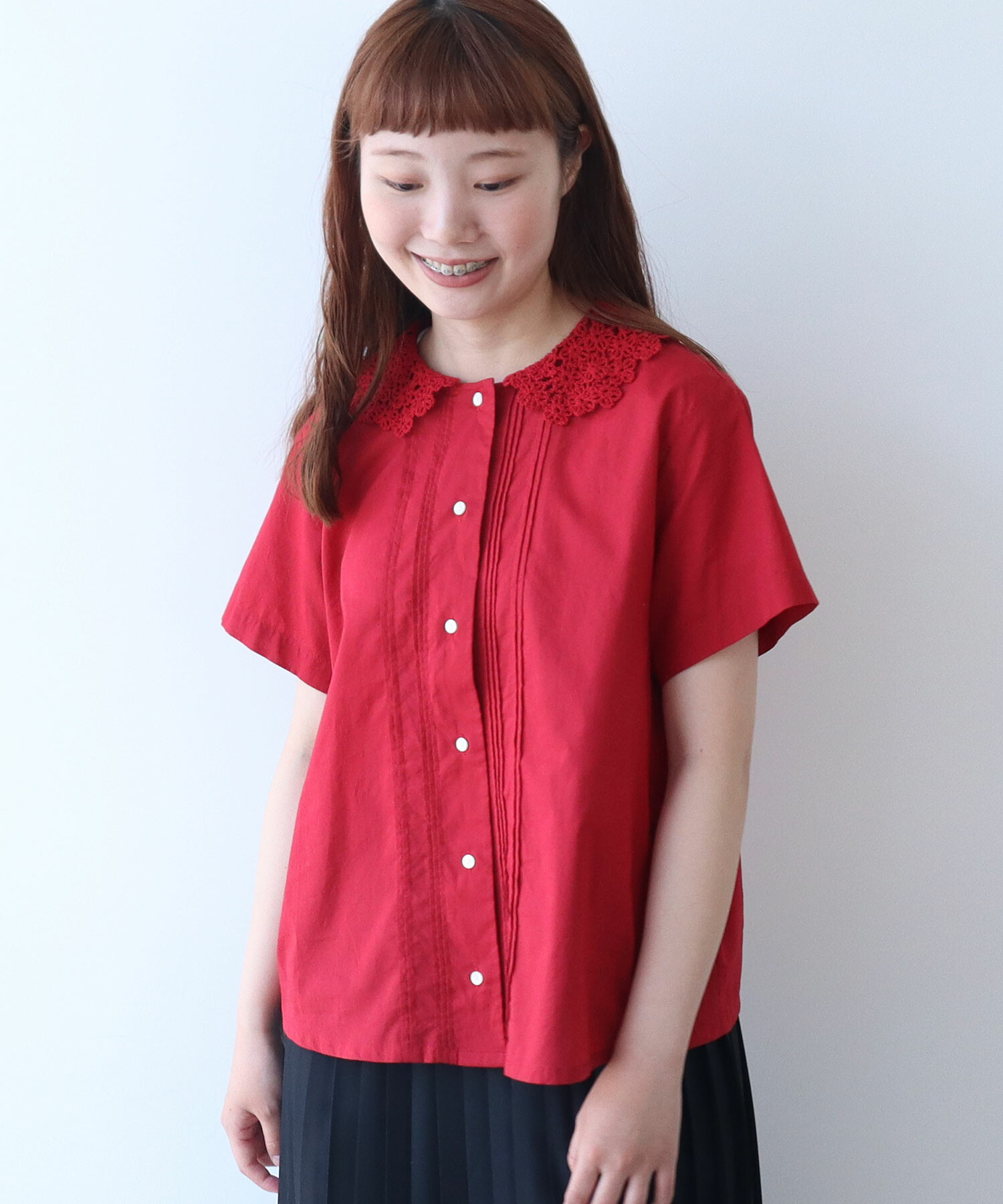 AMBIDEX Store △〇 おはな刺繍 ブラウス(F アカ): bulle de savon