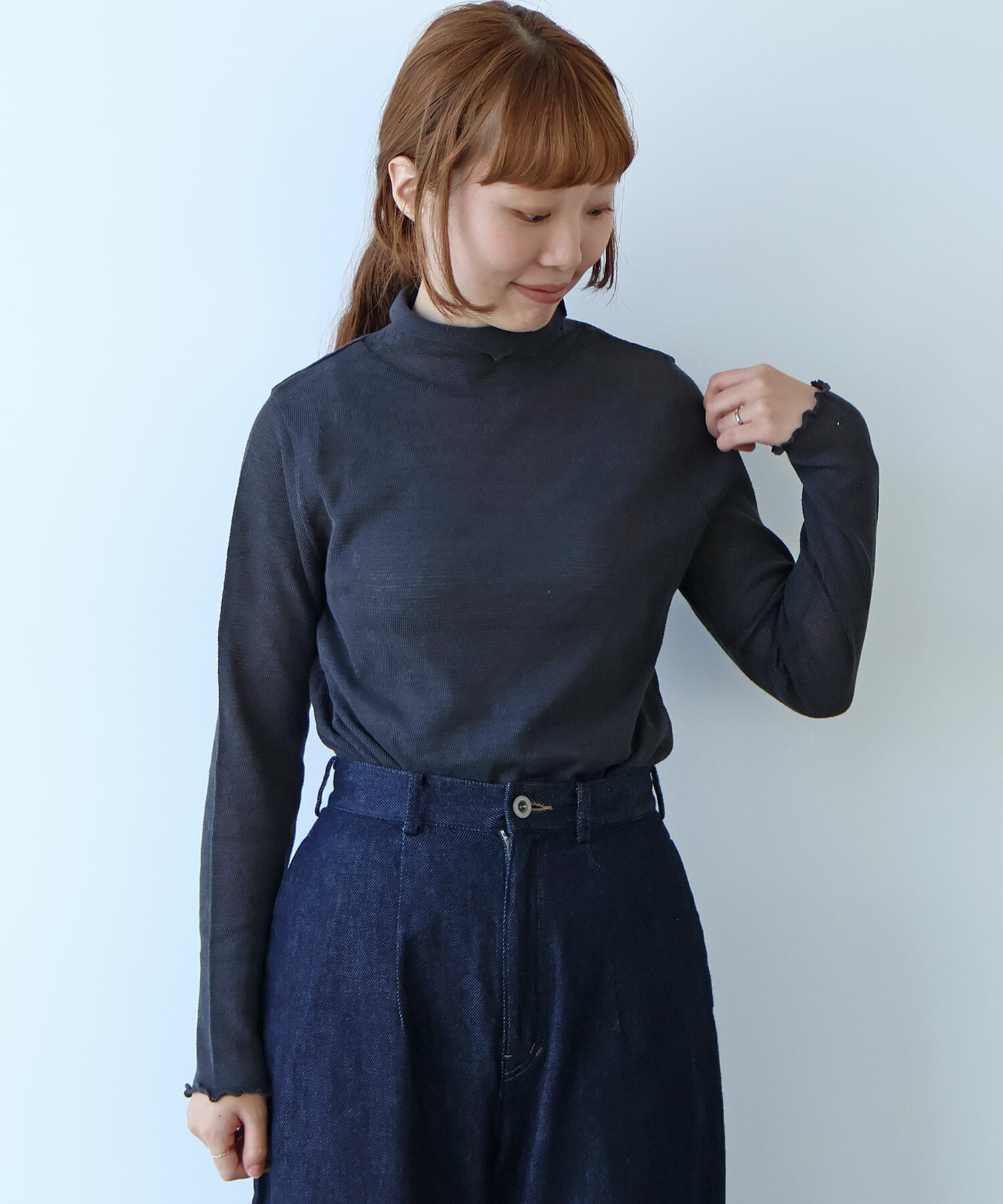 AMBIDEX Store △〇 hana×mesh ジャカード ハイネック長袖プルオーバー