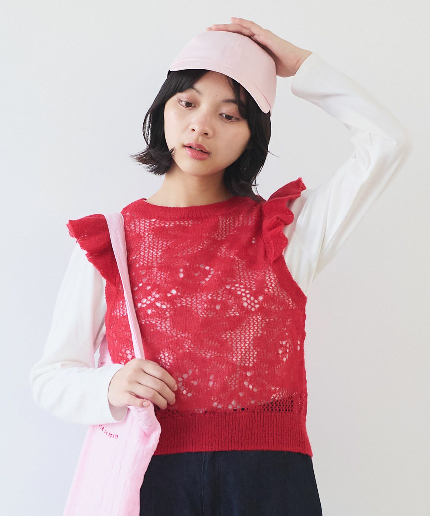 AMBIDEX Store ○ hana hana モヘア ベスト(F アカ): bulle de savon
