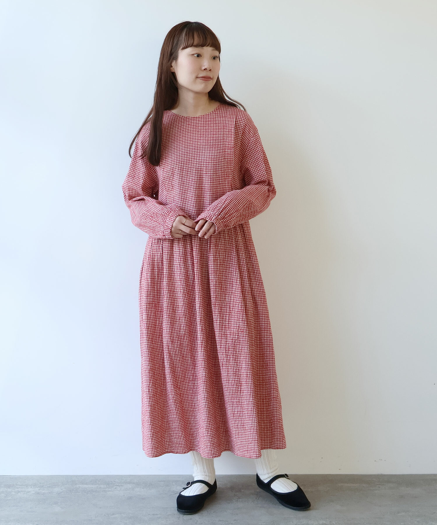 bulledesavon ワンピース AMBIDEX Store 〇 fuwa fuwa gingham ワンピース(F アオ): bulle de savon