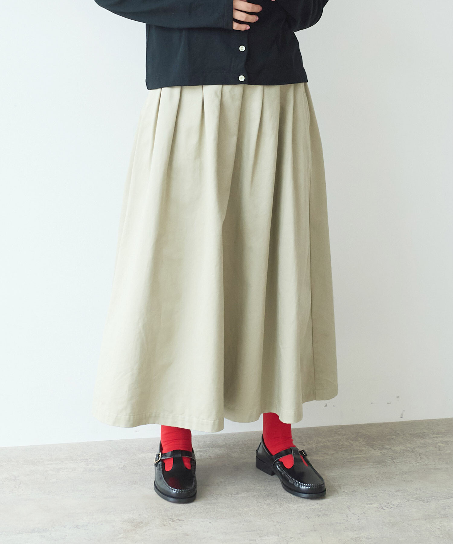 AMBIDEX Store 〇 チノクロス tuck スカート(F オイスター): bulle de