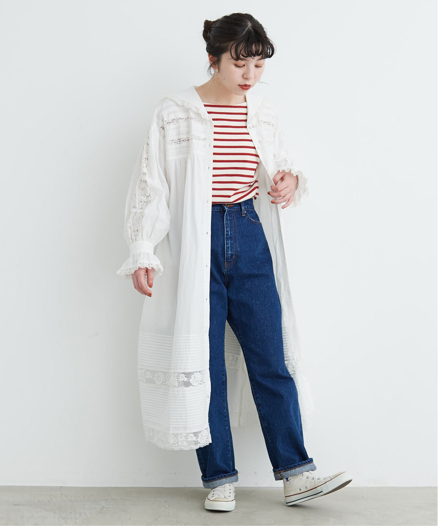 モデル 161cm ※裾のピンタックを減らします。