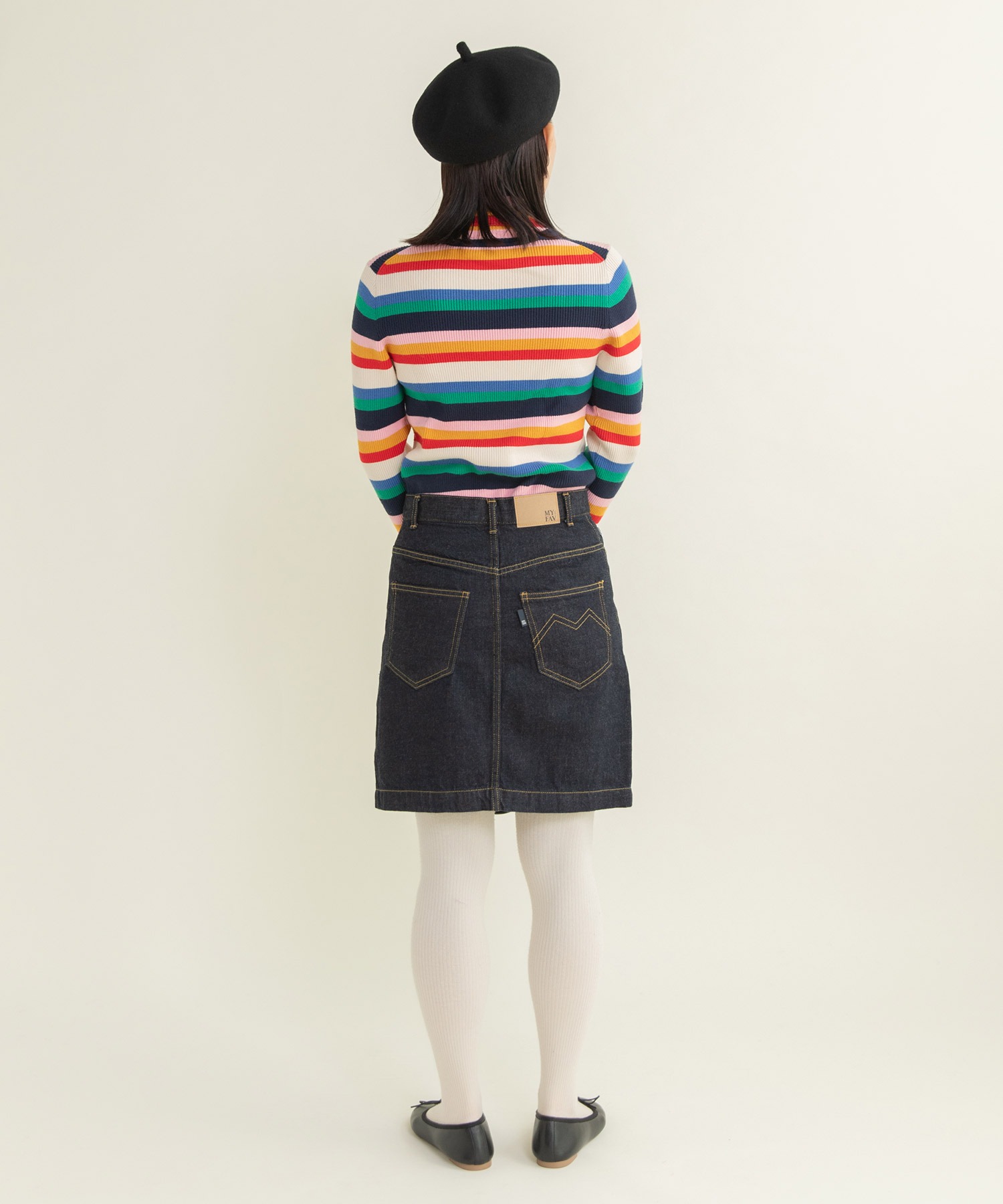 OMMO WAIST RIB COCOON スカート36 OMMO 黒コクーンスカートWAIST RIB COCOON SK