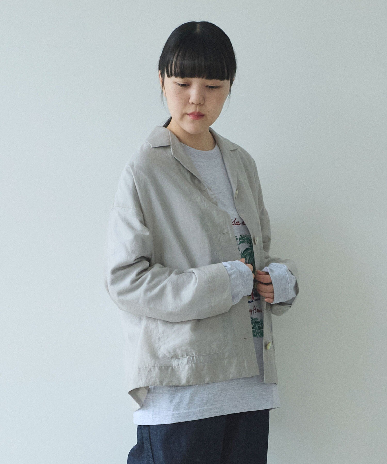 【受注生産品】 AMBIDEX Store ○sheer シャツジャケット(F グレー): yuni シャツ/ブラウス(半袖/袖なし)