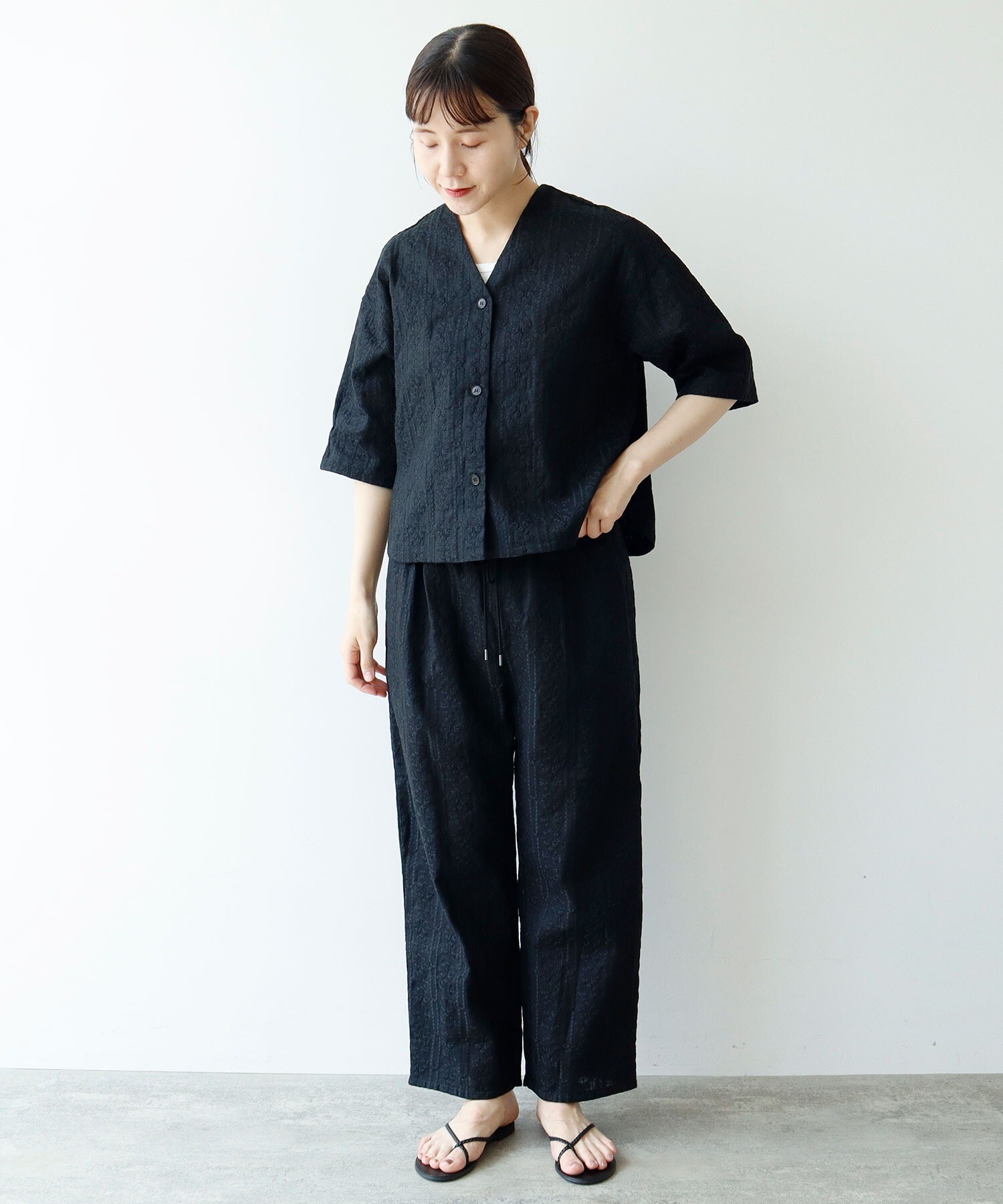 kagure/長袖ブラウス/FREE/リネン/IVO/GA44-23M005 かぐれ KAGURE 23SS 日本製 コットンギャザー2WAYブラウス GA35