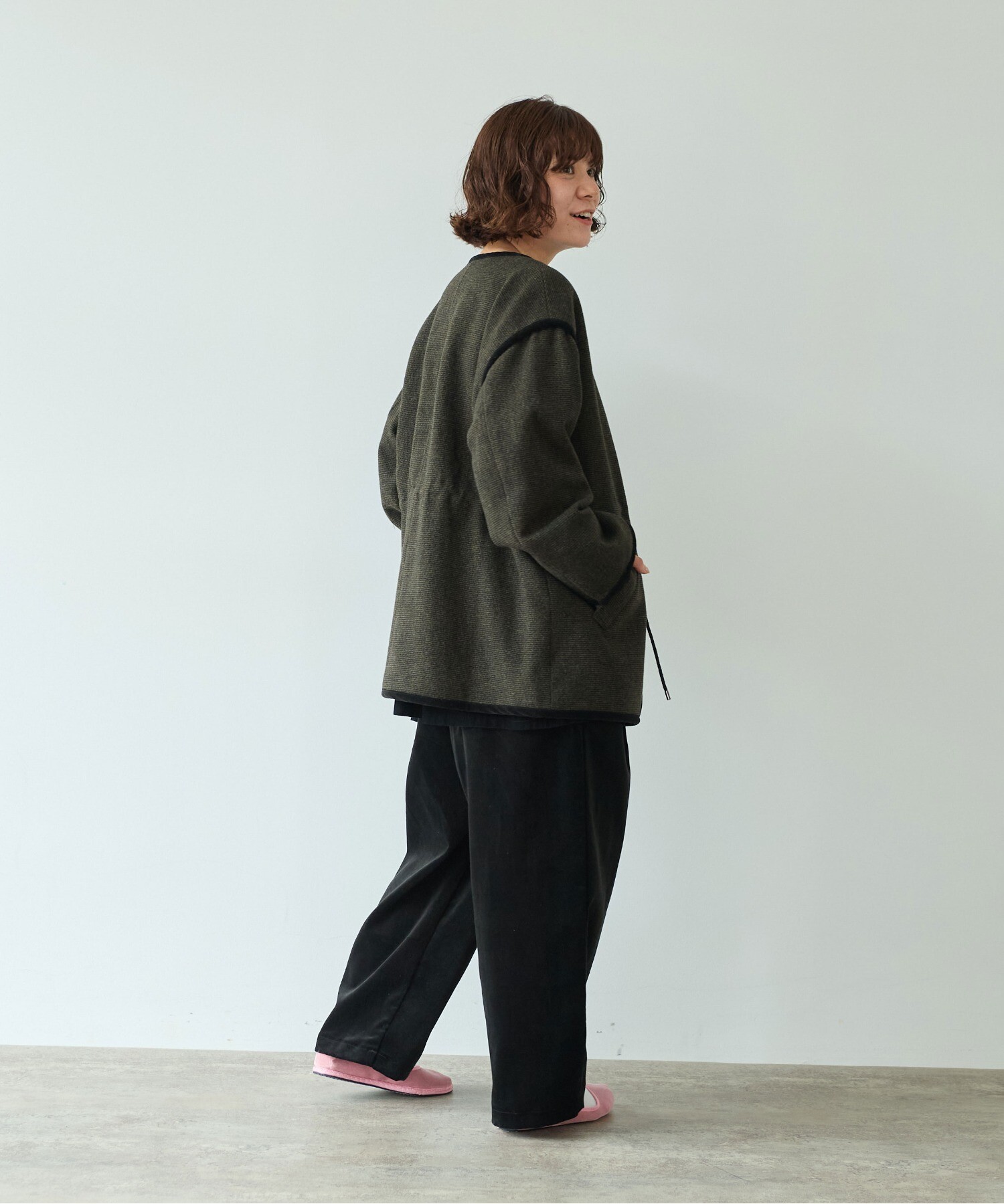 myiページ AMBIDEX Store ○British wool micro check haoriコート(F カーキ): yuni