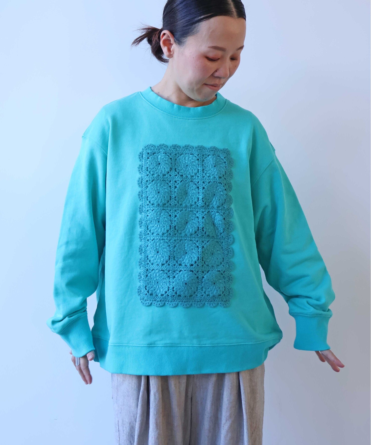 AMBIDEX Store △コットン裏毛レースプルオーバー(F シロ): yuni