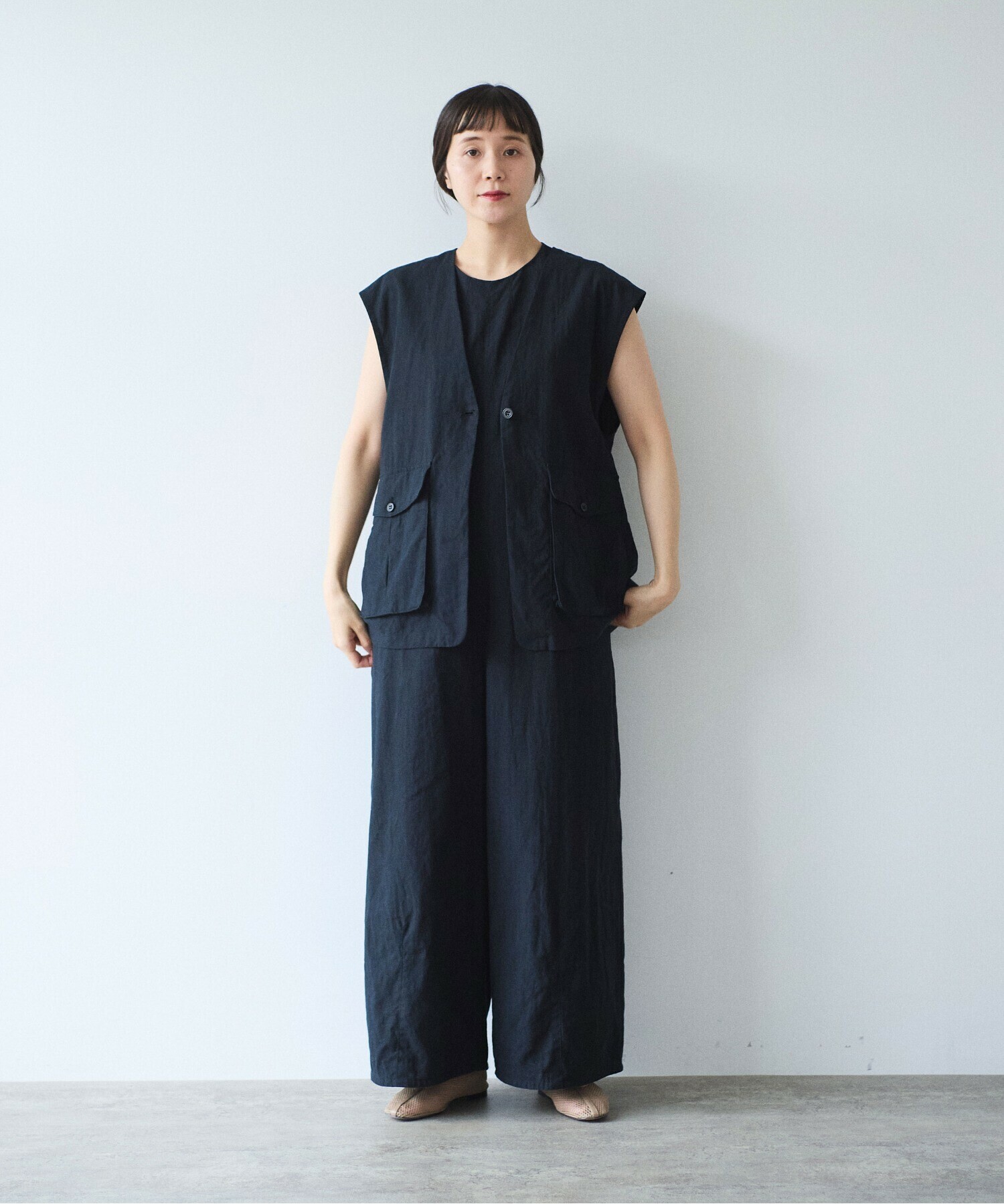ササキチホ　オールインワン　cotton linen生成り ササキチホ オールインワン cotton linen生成り | ヤマダウェブコム