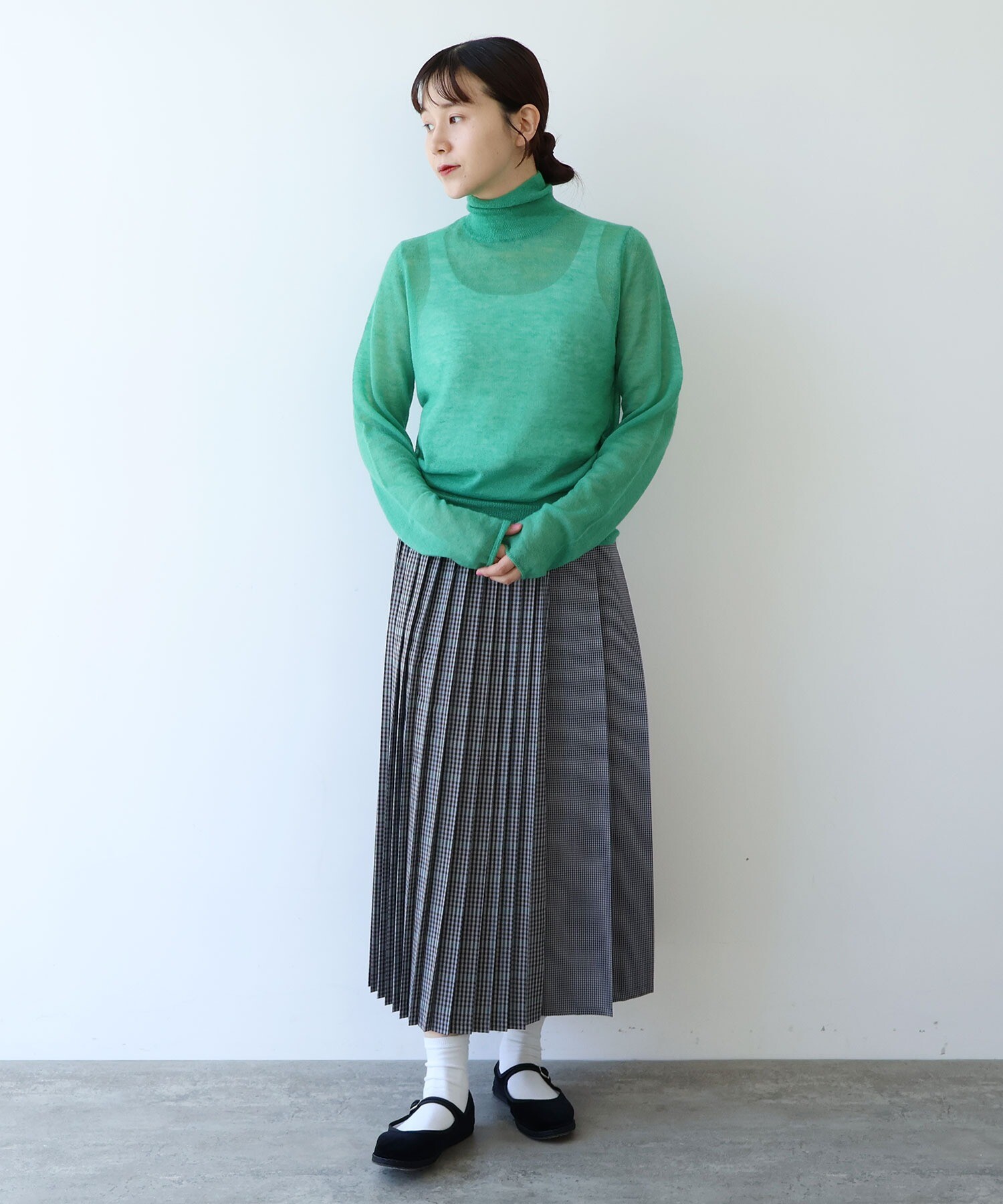AMBIDEX Store ウール ポリエステル Check switch pleated