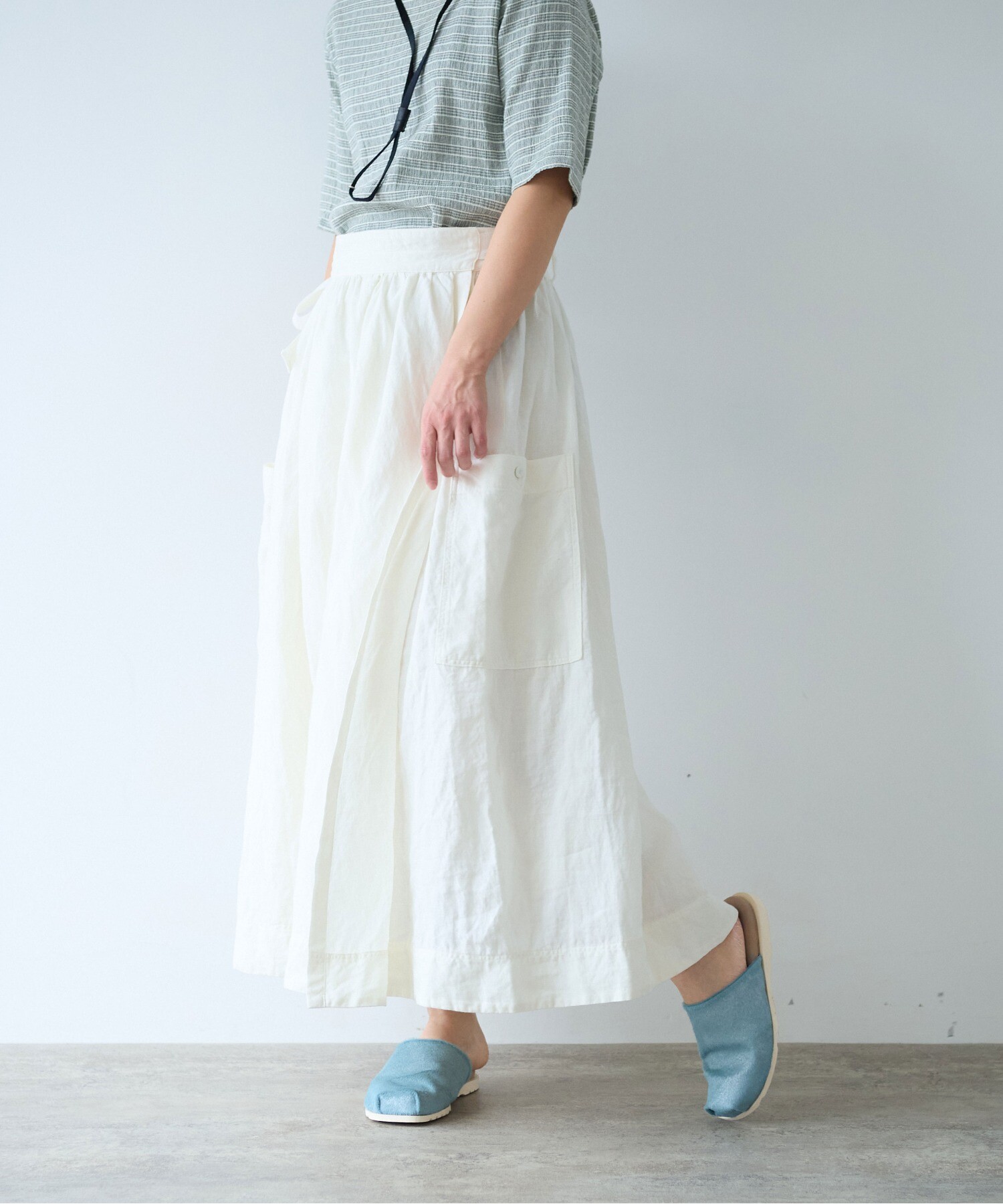 エトレトウキョウ　レイヤードラップリネンスカート　ホワイト レイヤードラップリネンスカート(S WHITE): ボトムス │ ETRE