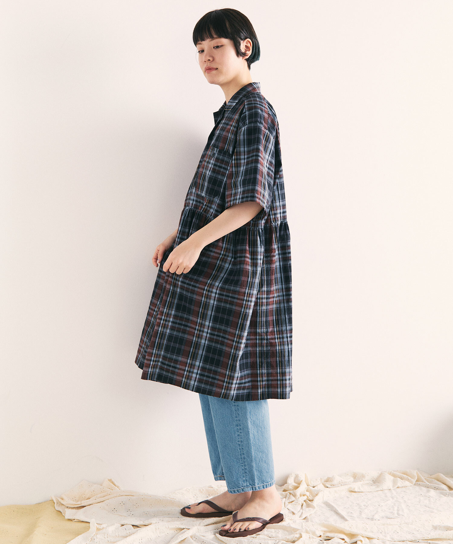 AMBIDEX Store 【予約販売】○CHECK EDODAKI SHIRT ドレス(F GREY 