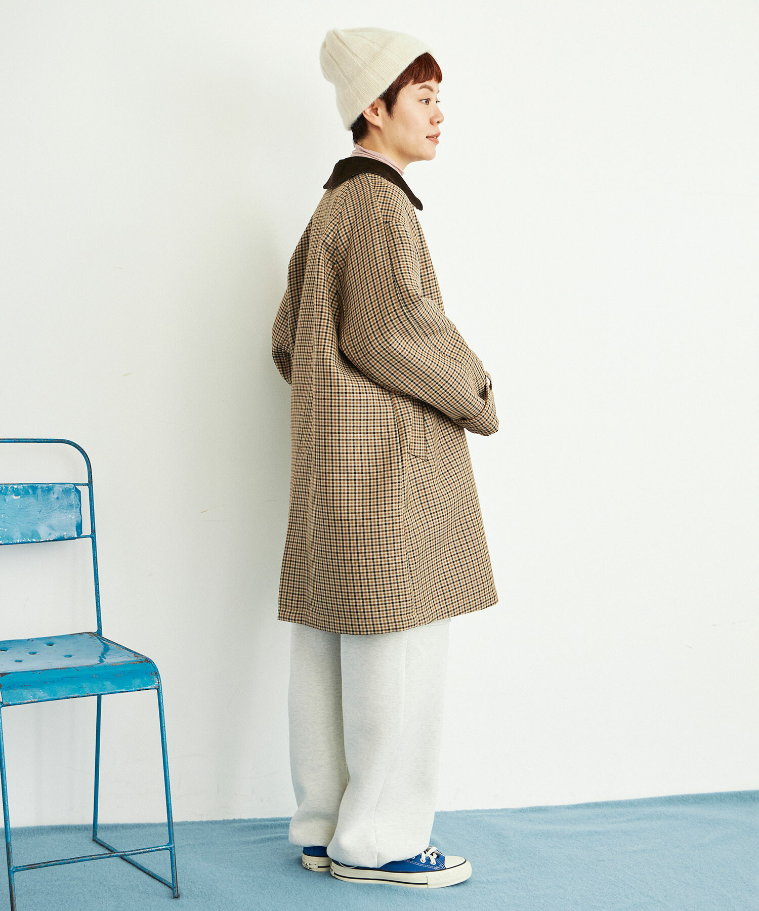 AMBIDEX Store △gunclub check ステンカラーコート(F NAVY CHECK