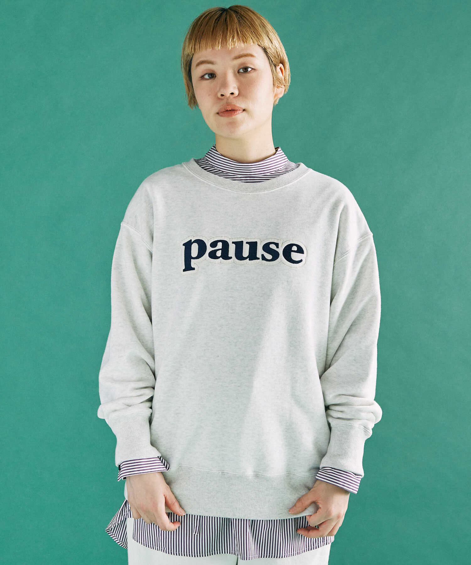 AMBIDEX Store △○30/8裏毛 pause ロゴ プルオーバー(F NAVY): FLAT 