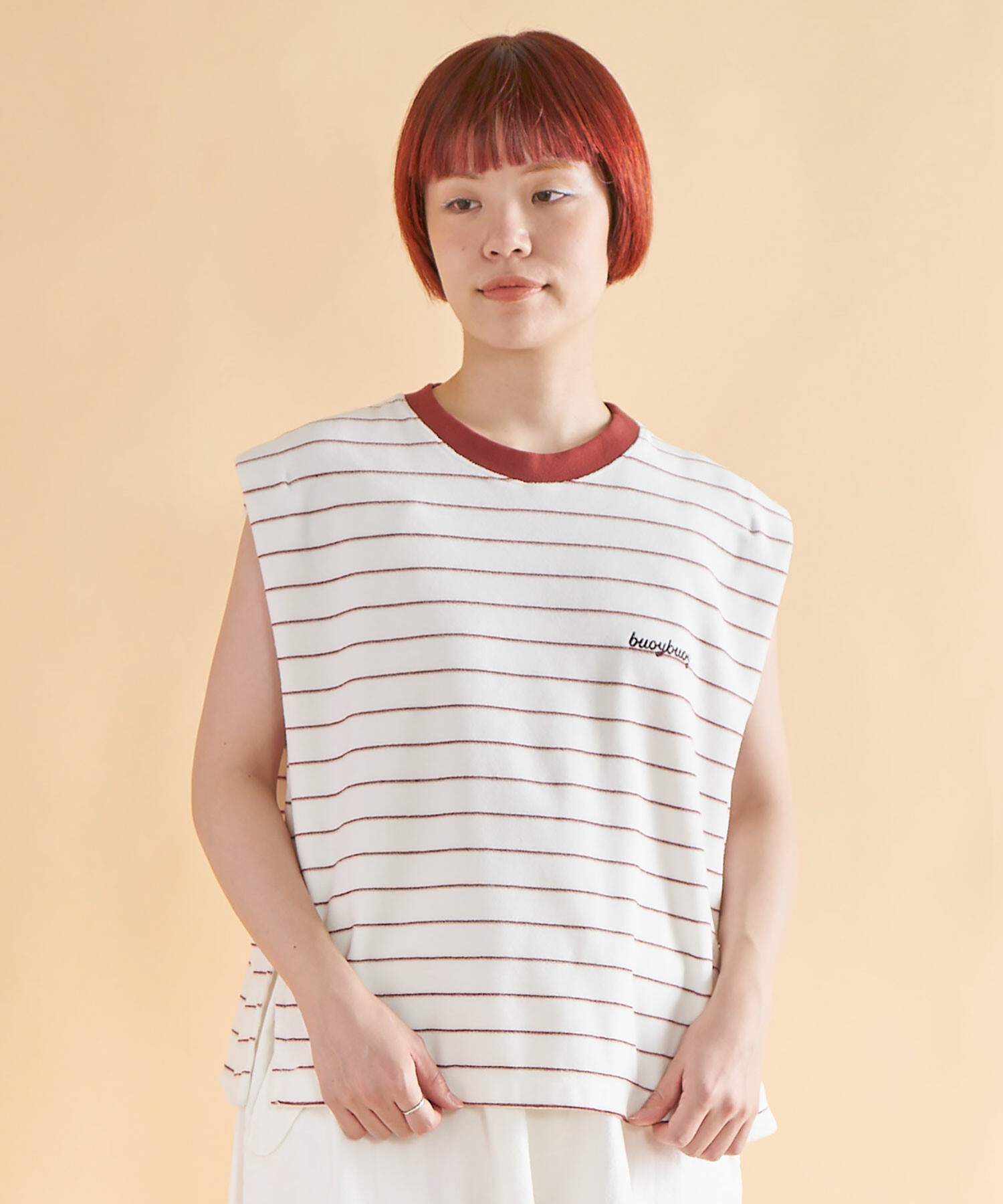 AMBIDEX Store ○pil border MINI プルオーバー(F WHITE×RED): FLAT 
