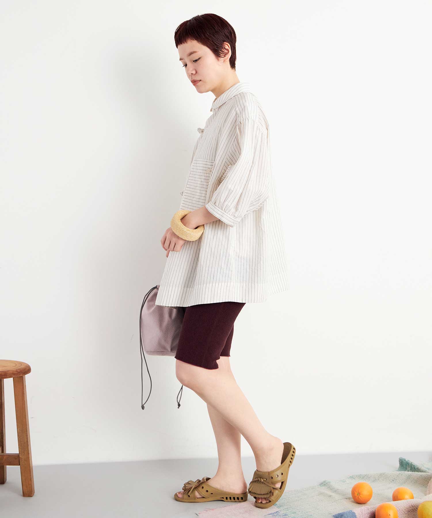 AMBIDEX Store △○COTTON BOUCLE HALF レギンス(F BLACK): FLAT