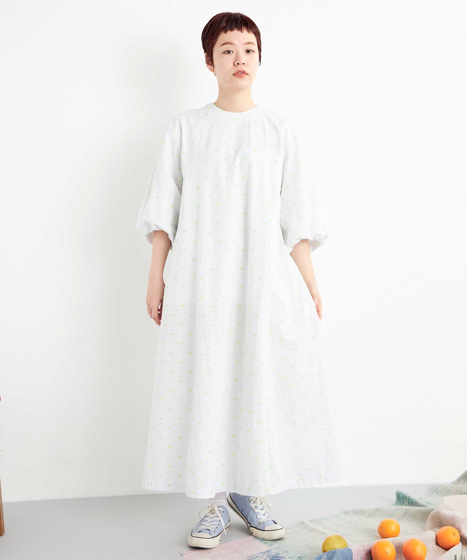 AMBIDEX Store ○CUT DOBBY バルーンドレス(F WHT×YEL): FLAT AMBIDEX Store ○CUT DOBBY バルーンドレス(F WHT×YEL): FLAT