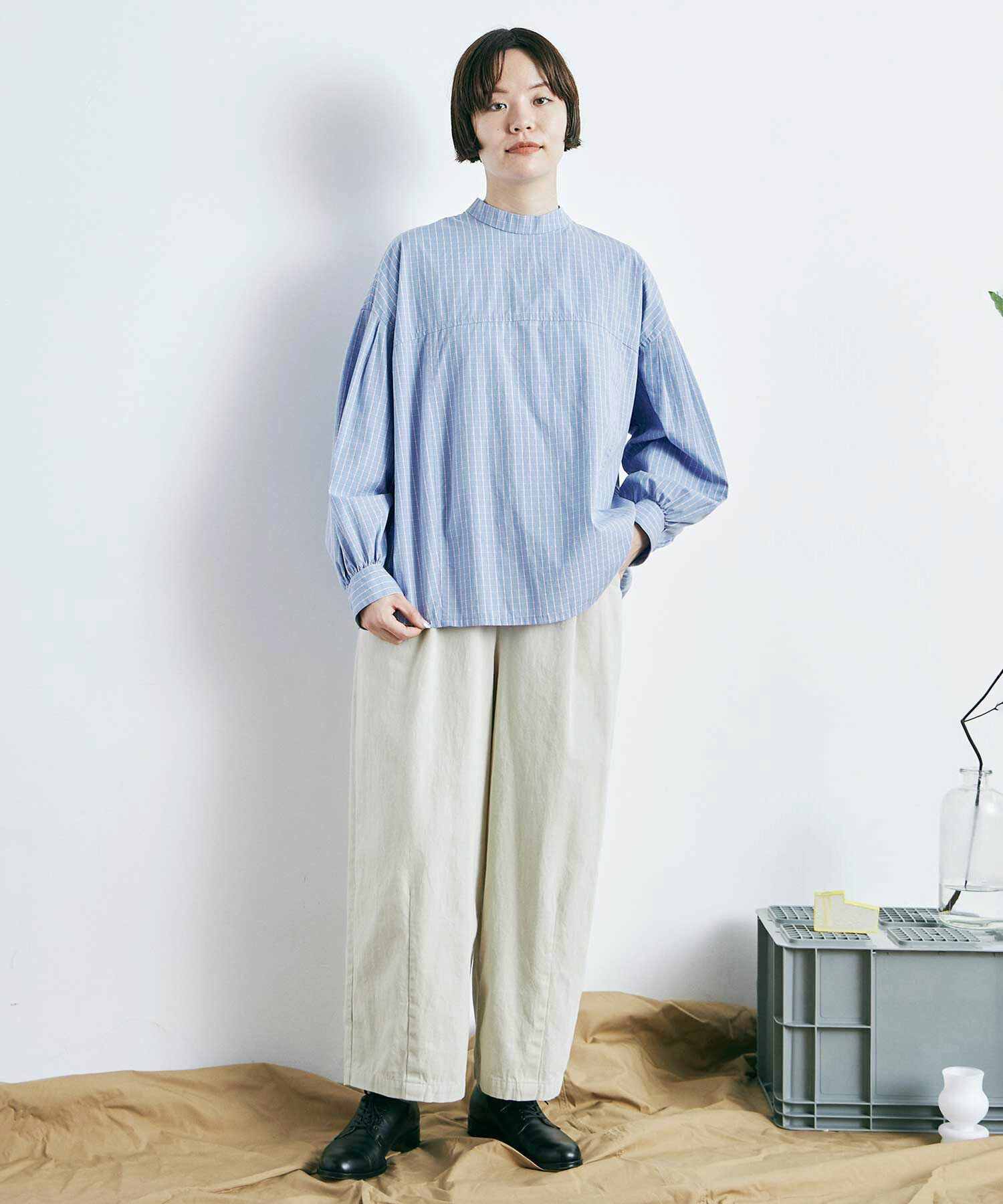 AMBIDEX Store ○強撚TWILL BONTAN パンツ(F LT.BEIGE): FLAT