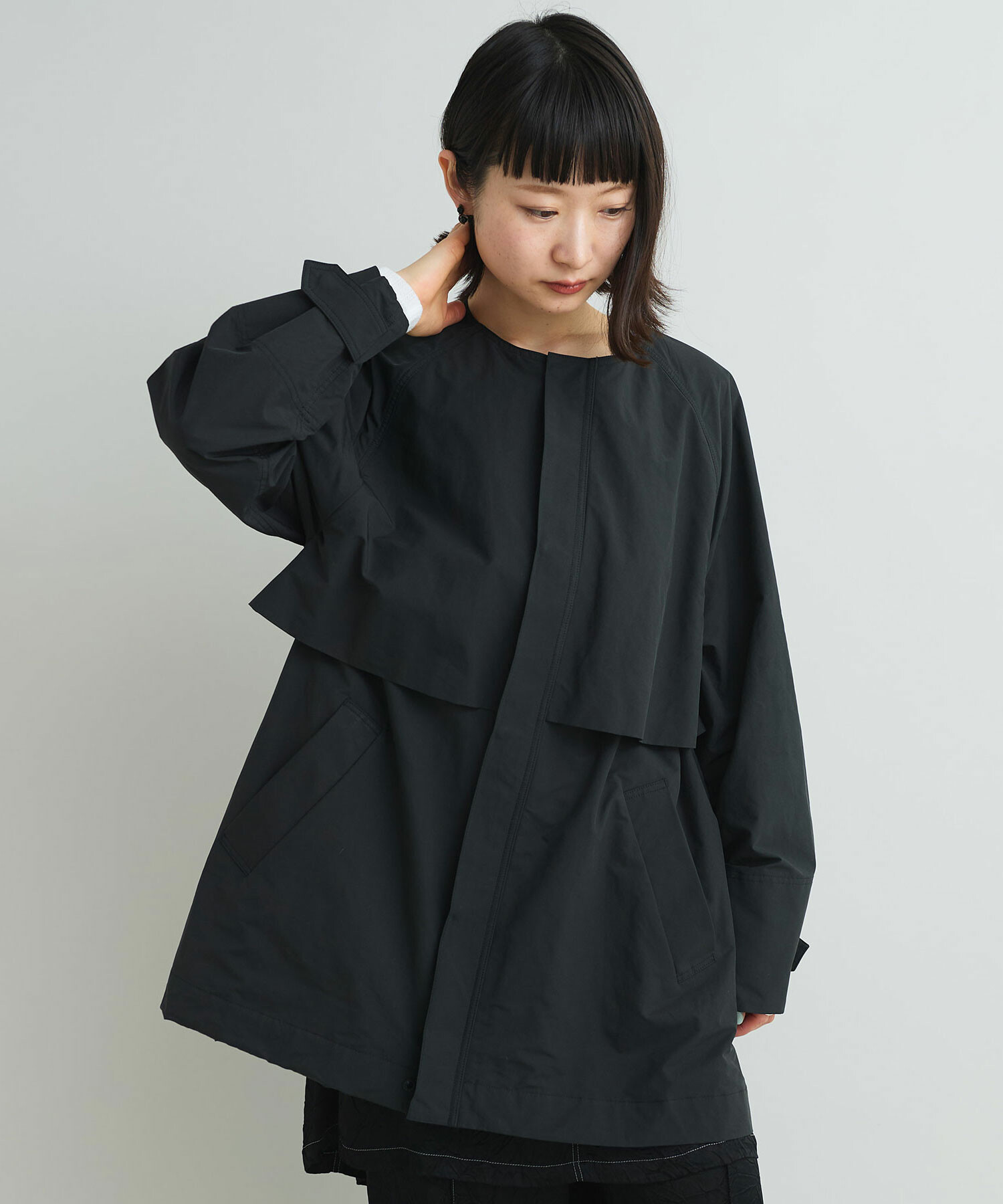 AMBIDEX Store 〇ピーチスキンタフタ ショート コート(F クロ): iki