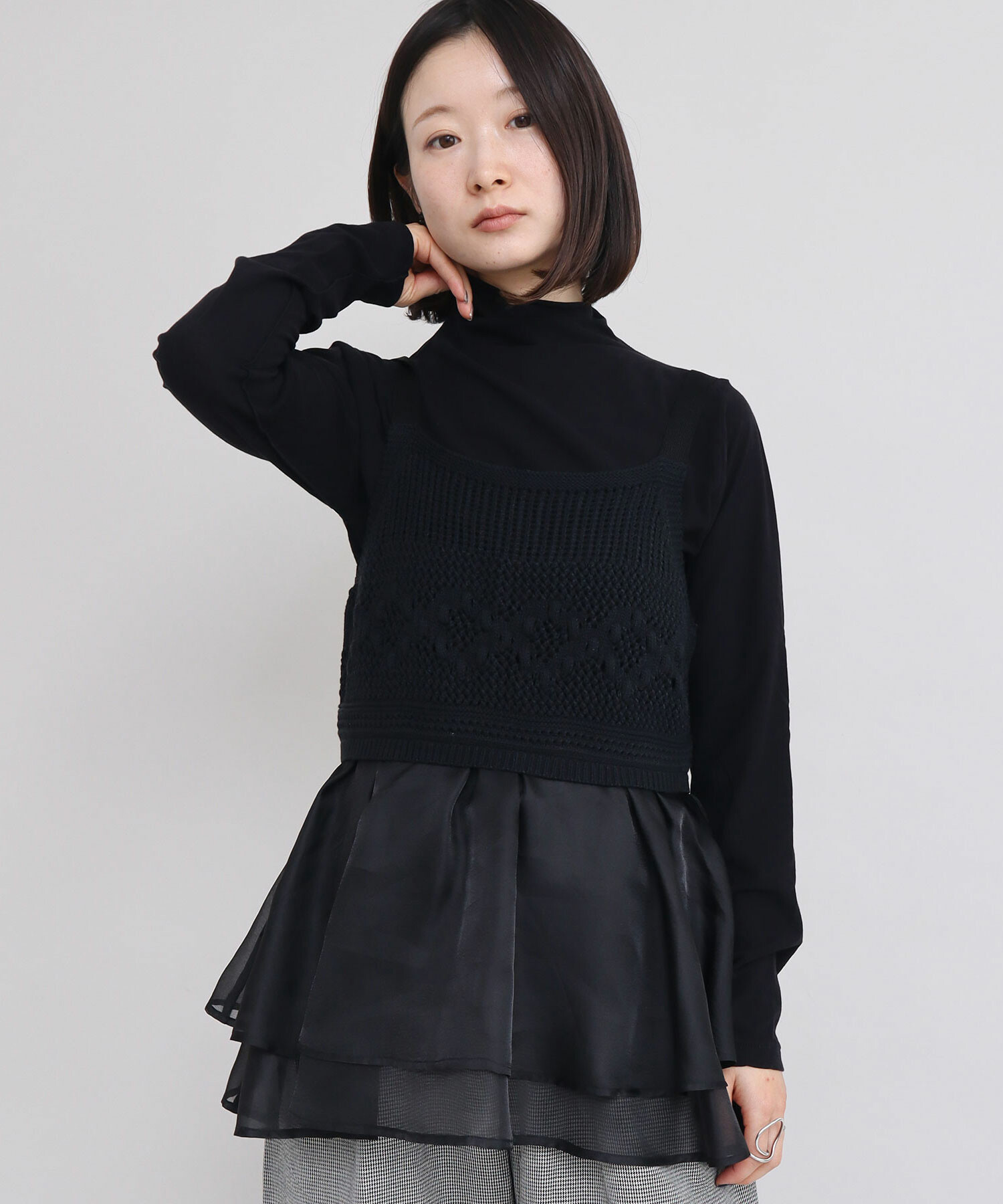 AMBIDEX Store GV天竺ハイネック長袖プルオーバー(F クロ): iki