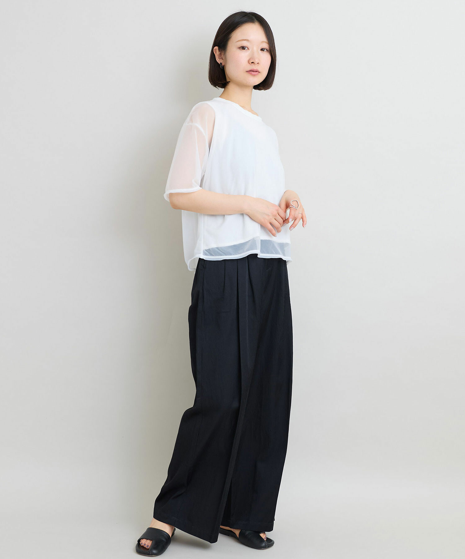 AMBIDEX Store 【予約販売】〇GV天竺 レイヤードTシャツ(F シロ