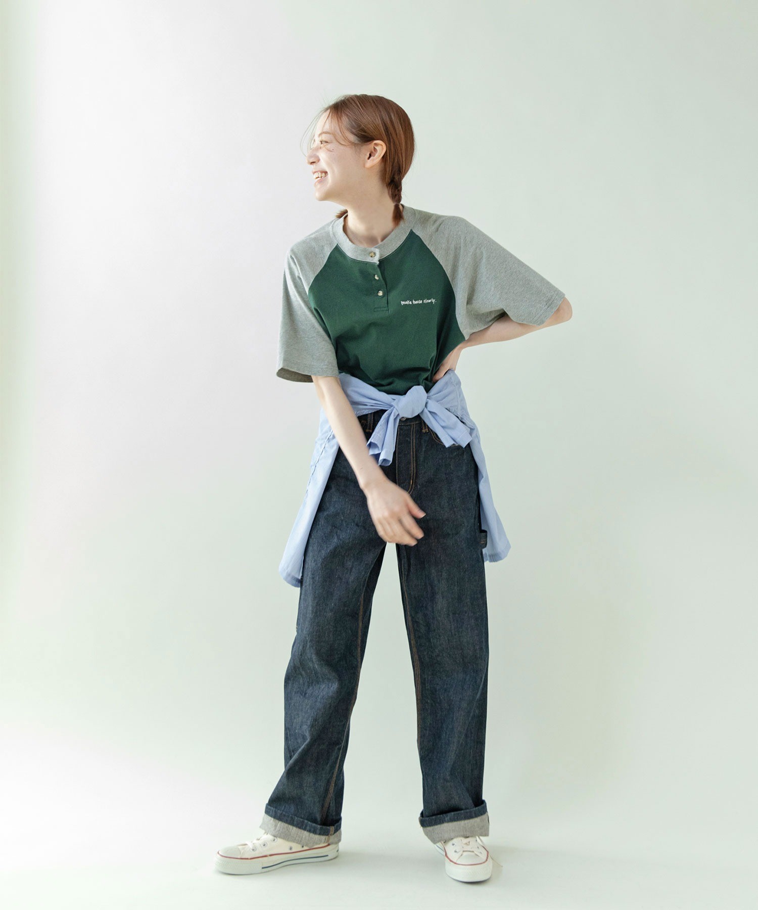 ラランテス fit AMBIDEX Store ○make haste slowly 配色ラグランTシャツ(F
