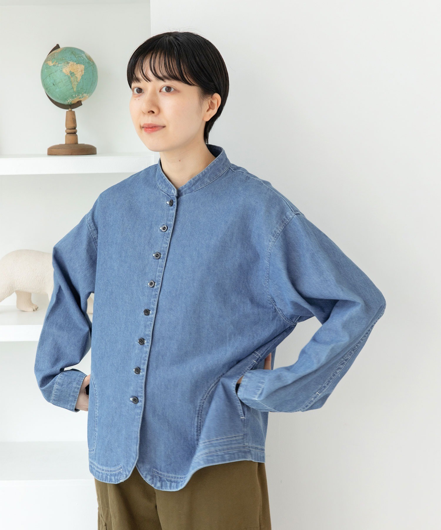 AMBIDEX Store ○ライトオンスデニム スタンドシャツジャケット AMBIDEX Store ○ライトオンスデニム スタンドシャツジャケット
