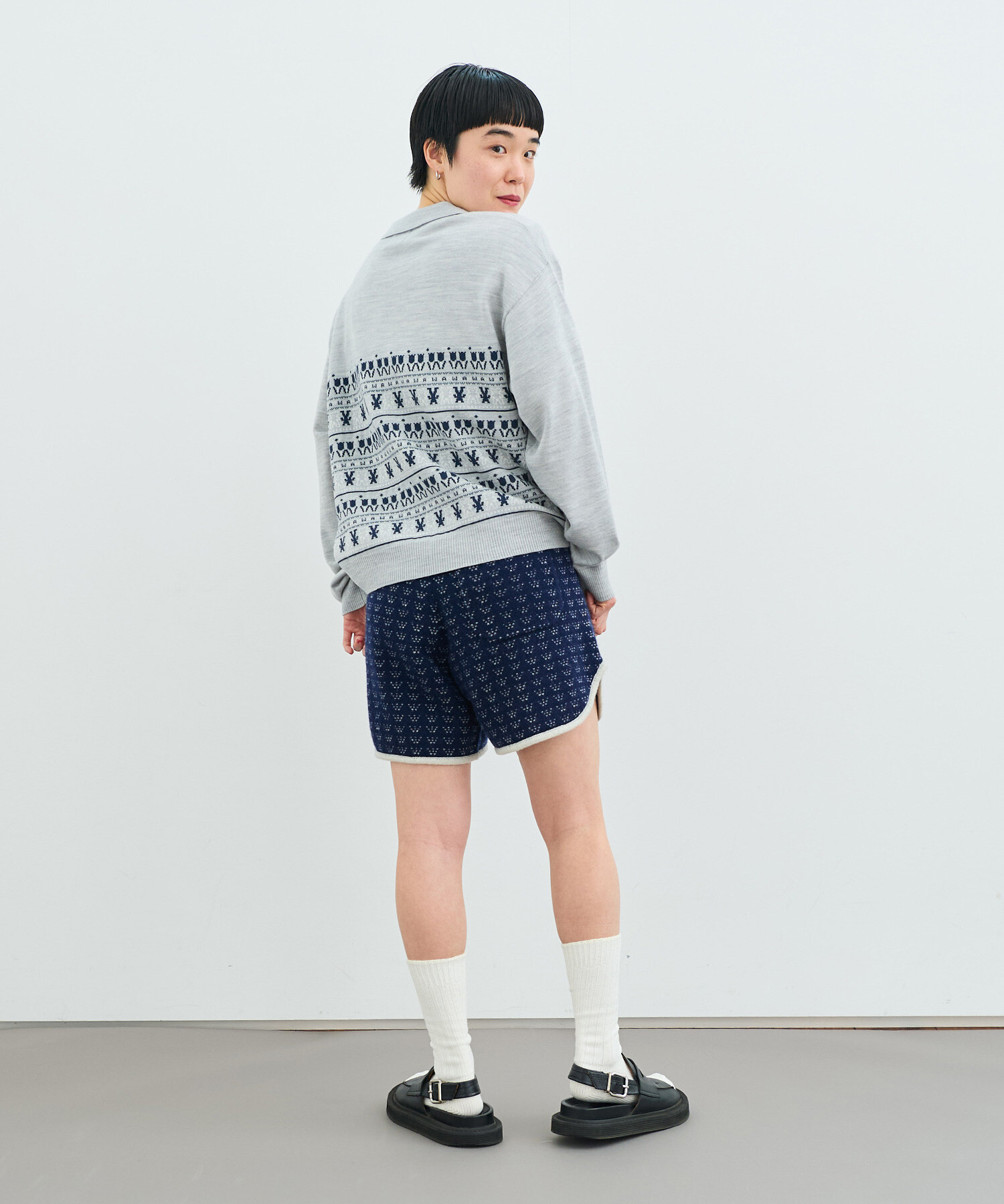 AMBIDEX Store 〇WAAN JACQUARD ハーフジップブルゾン(F GRAY