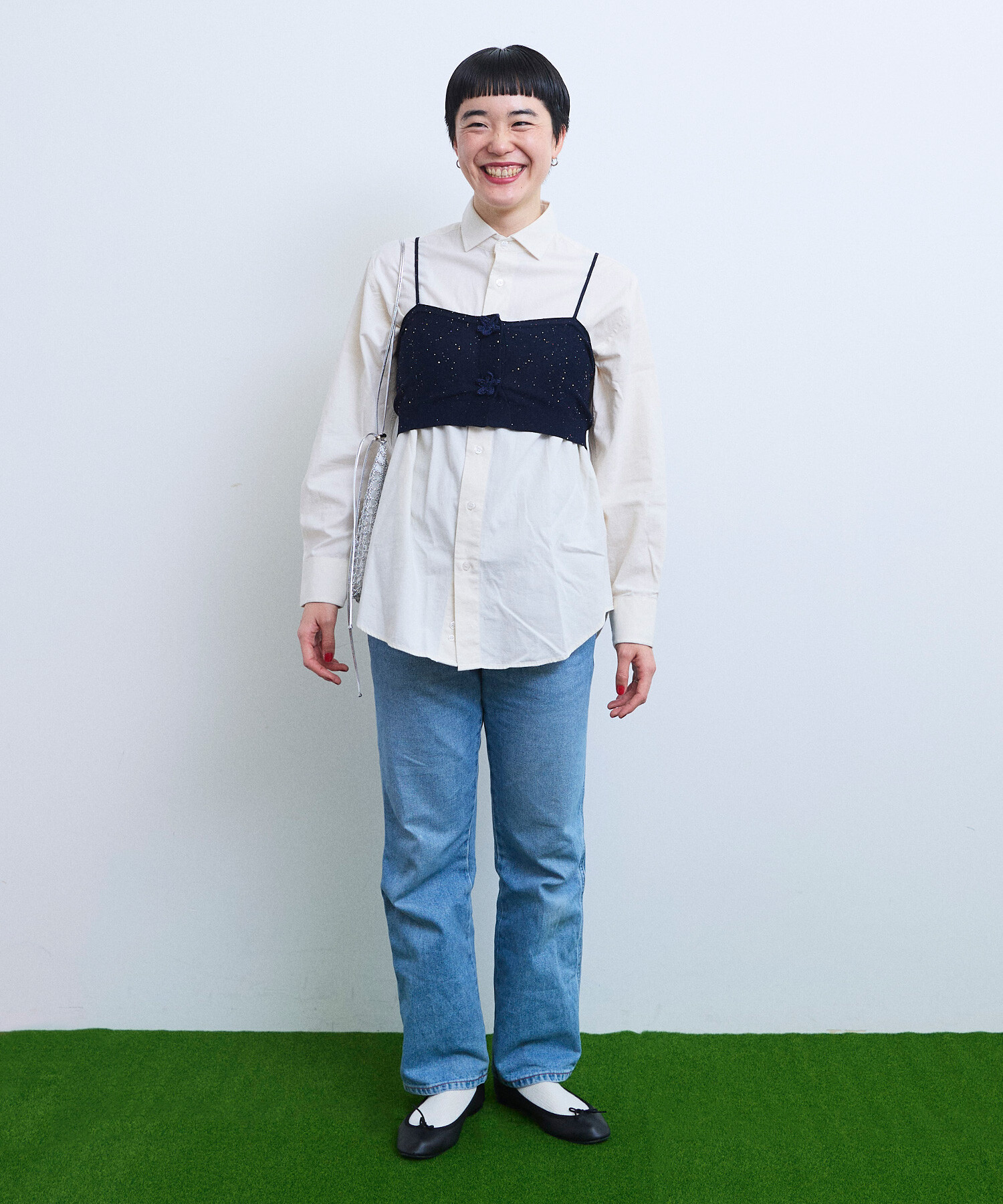 モコモコです(*^^*) AMBIDEX Store 【予約販売】〇FLICKER KNIT ビスチェ(F NAVY): FLAT