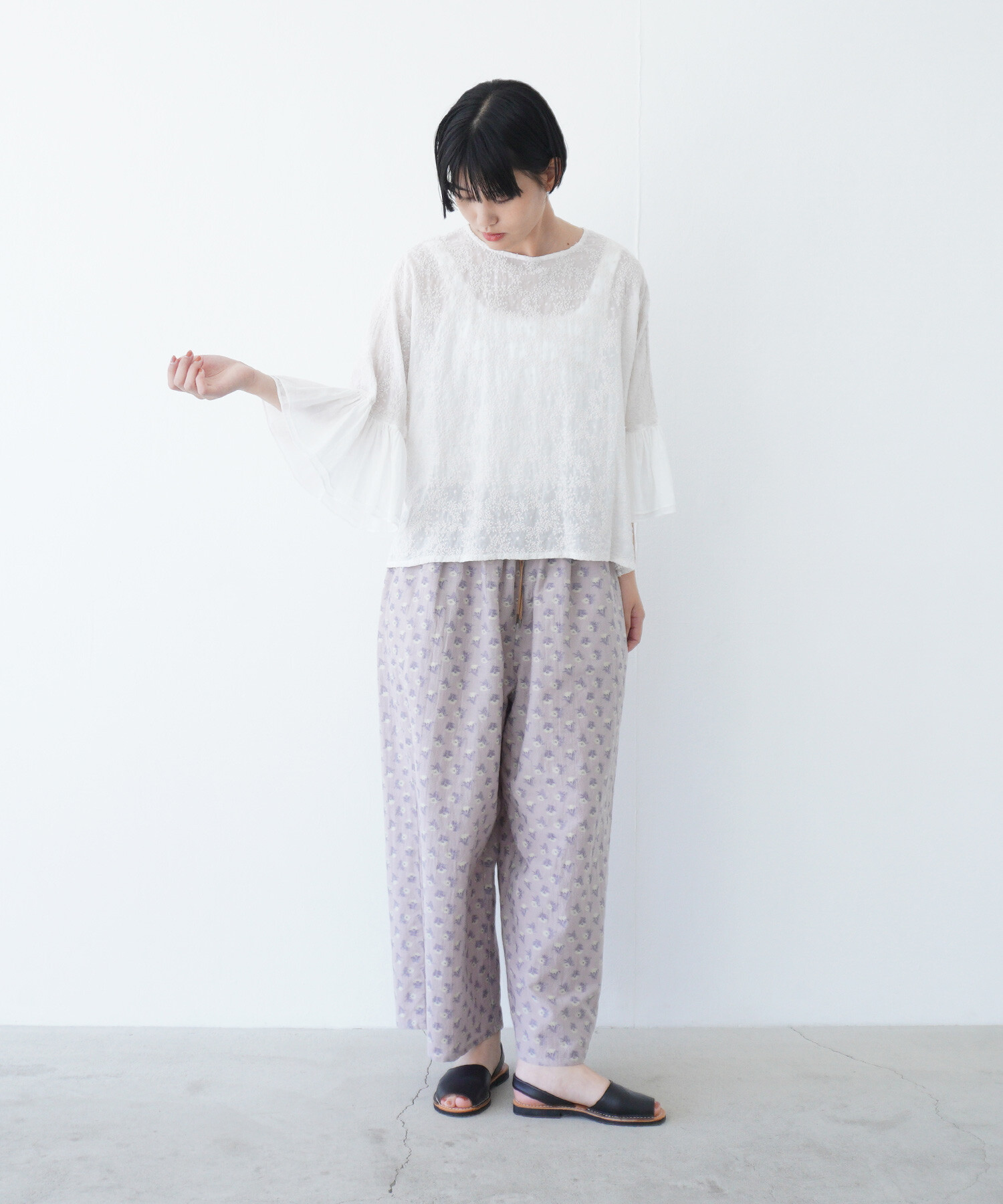 AMBIDEX Store 〇追憶の花 jacquard ギャザーパンツ(F