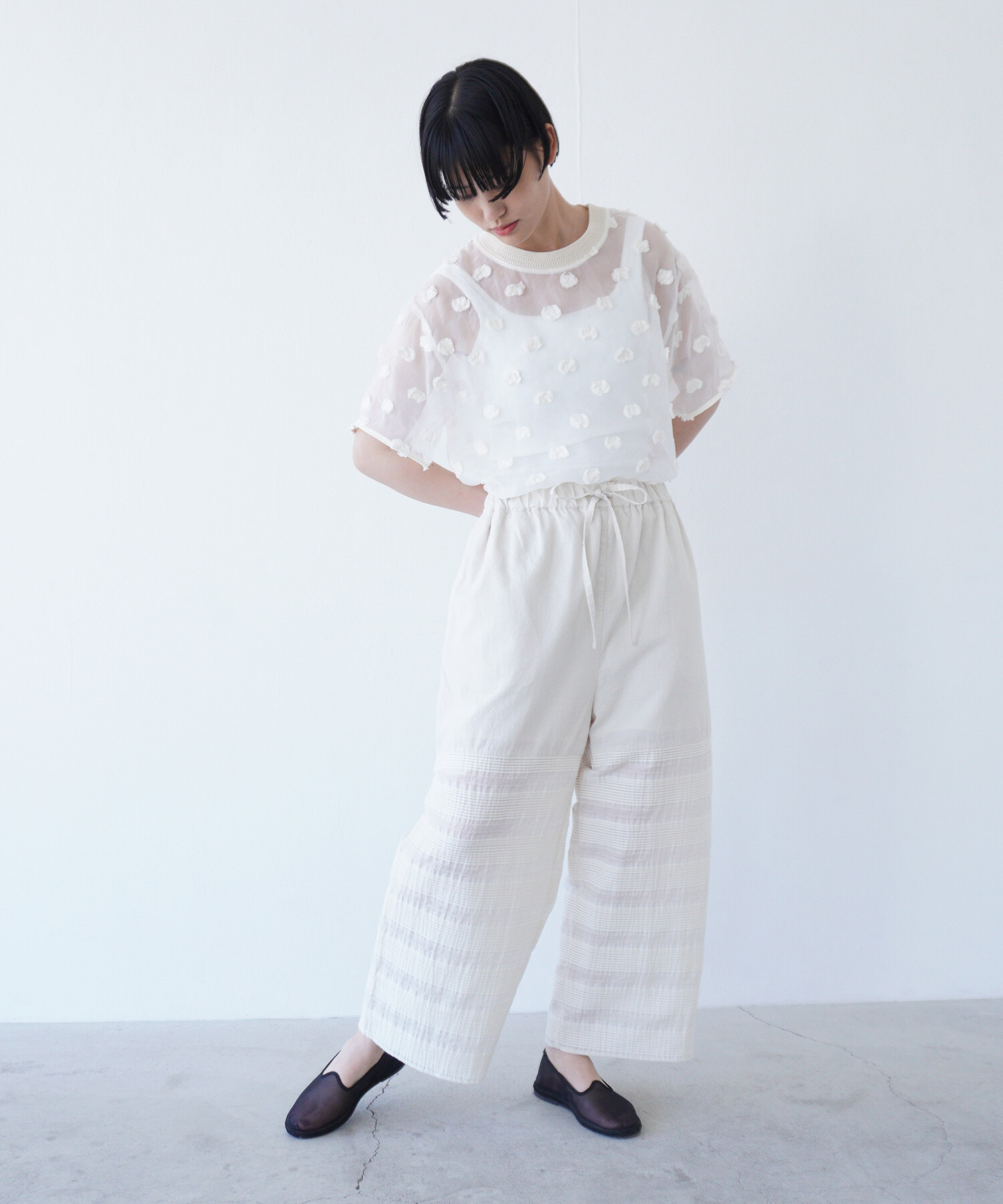 AMBIDEX Store 【予約販売】〇pintuck jacquard ギャザーパンツ