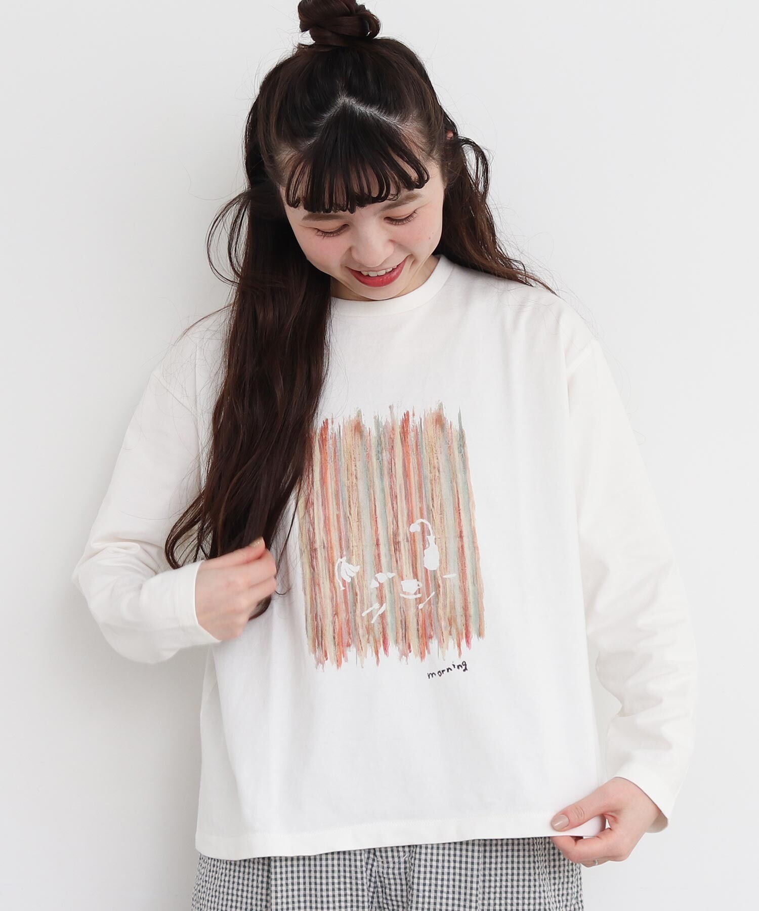 AMBIDEX Store △○カーテンと食卓 水彩プリントTシャツ(F AMBIDEX Store △○カーテンと食卓 水彩プリントTシャツ(F