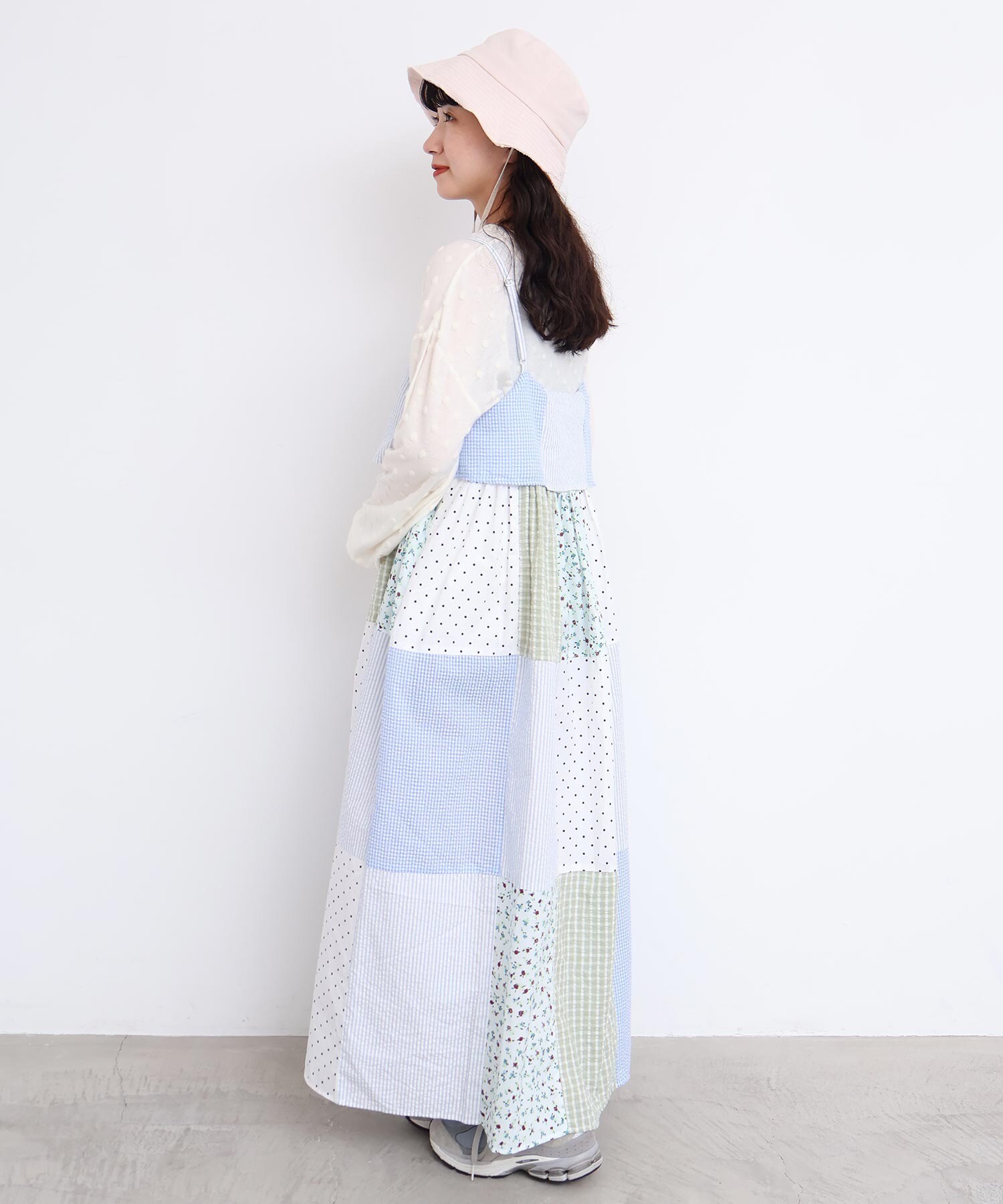 AMBIDEX Store little garden パッチワークキャミワンピース(F クロ