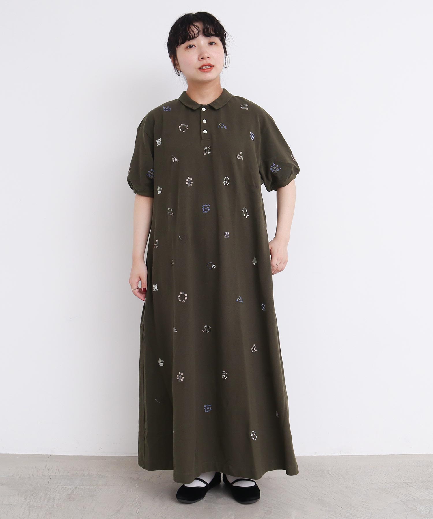 AMBIDEX Store ○まるさんかくしかく刺繍 ポロシャツワンピース