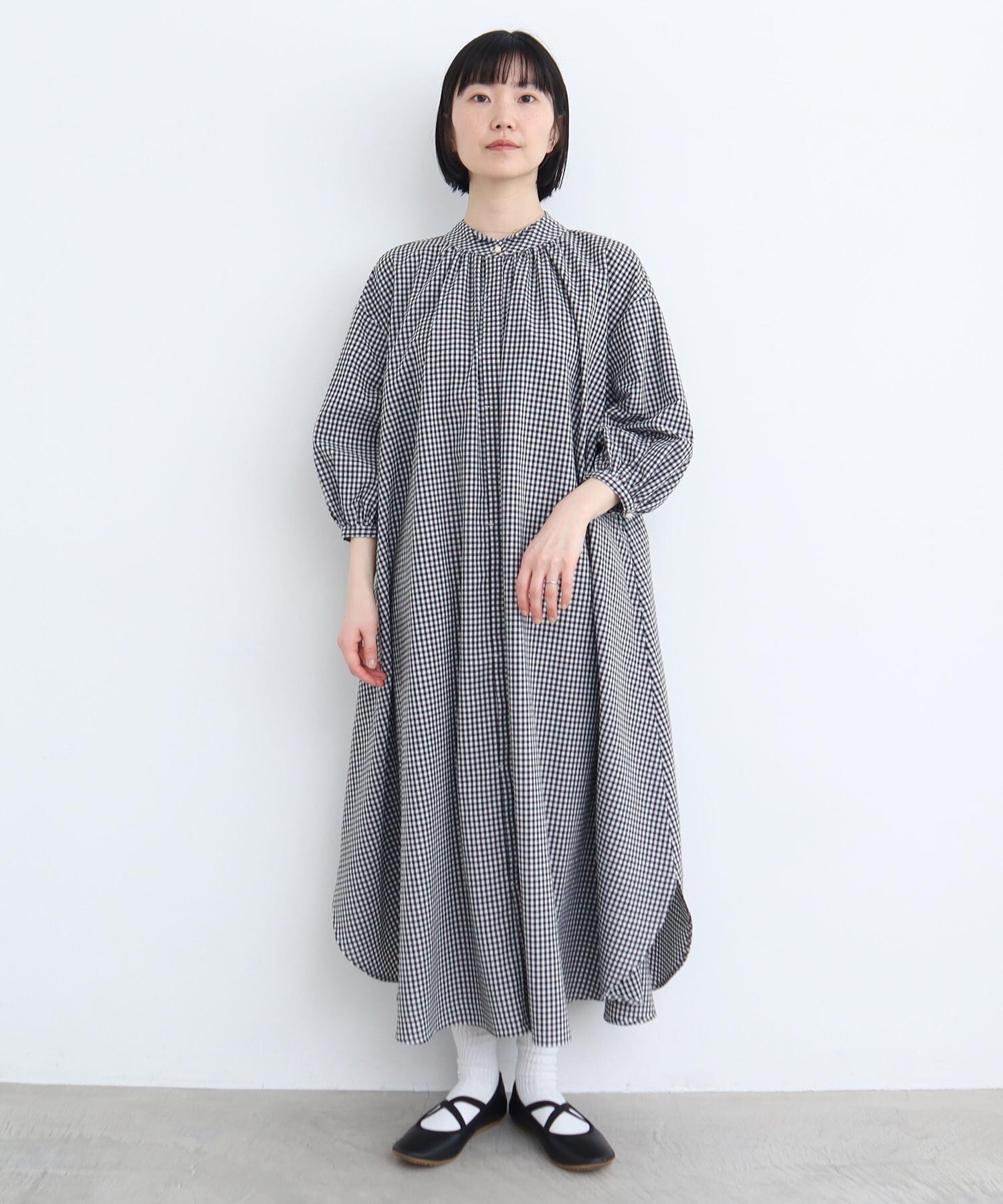 AMBIDEX Store ○麻ウイングカラー ワンピース(F クロ): l