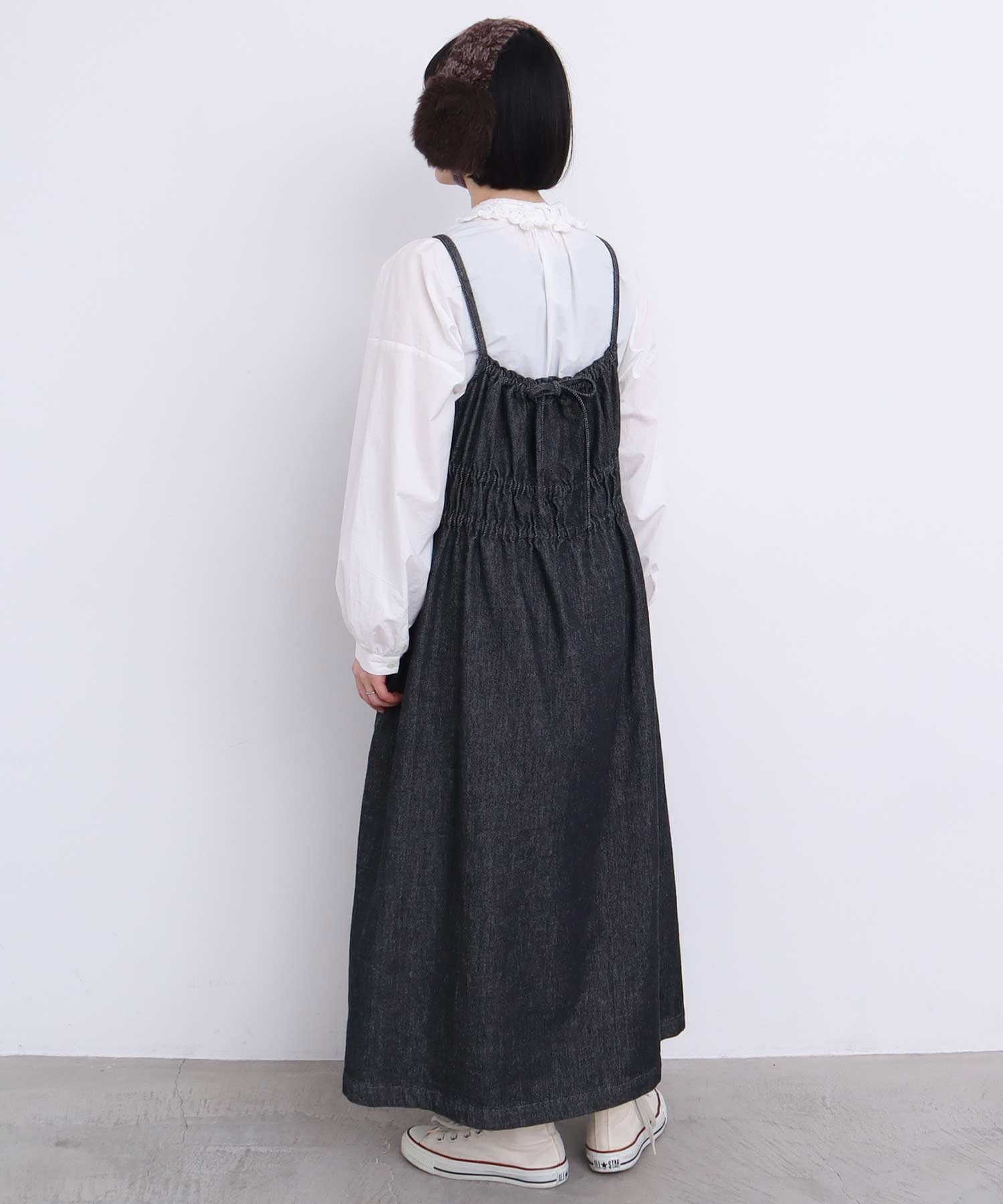 AMBIDEX Store △○やわらかデニム ドロストリボンワンピース(F AMBIDEX Store △○やわらかデニム ドロストリボンワンピース(F
