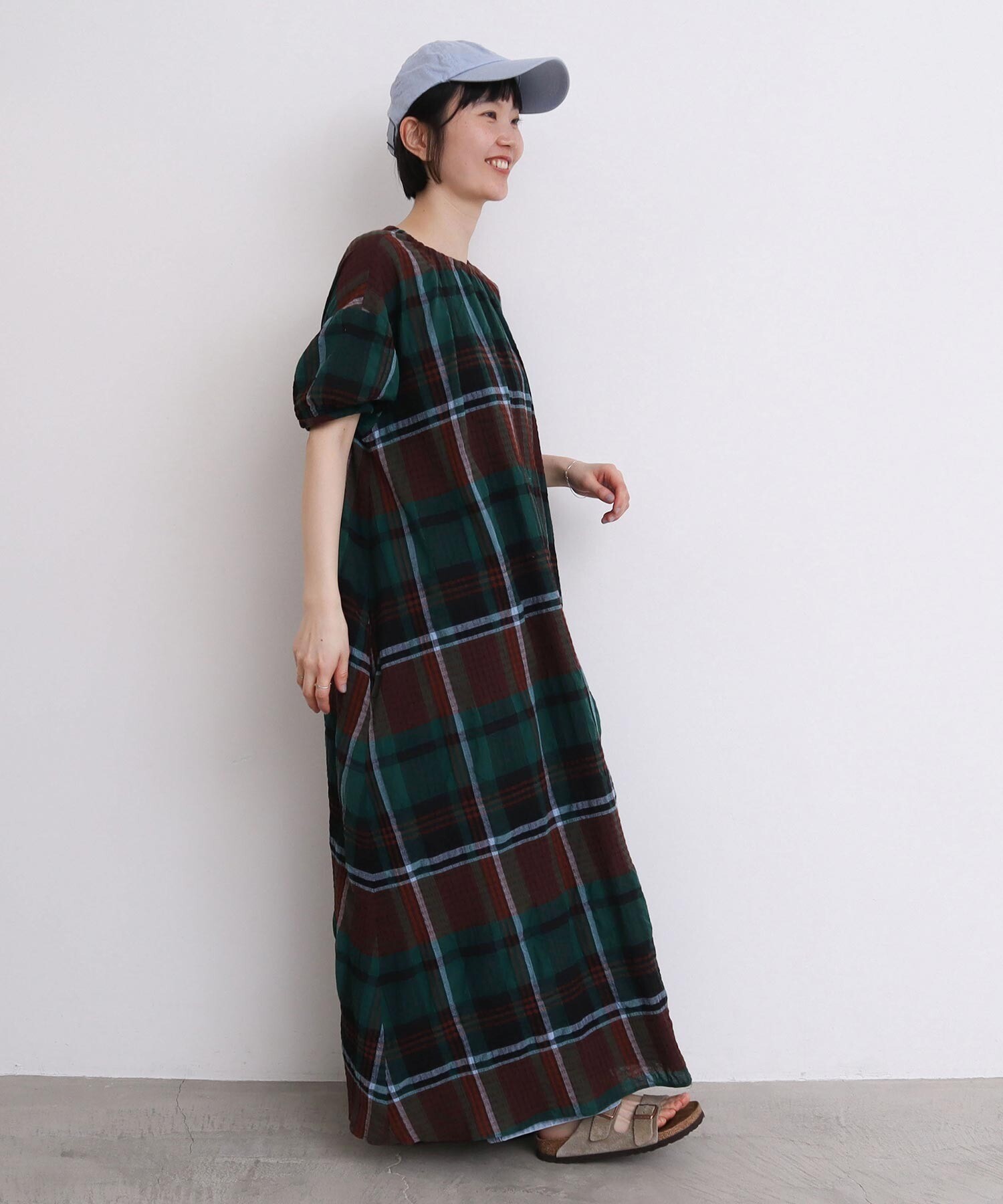 AMBIDEX Store △〇高島ちぢみbig check ふんわりワンピース(F