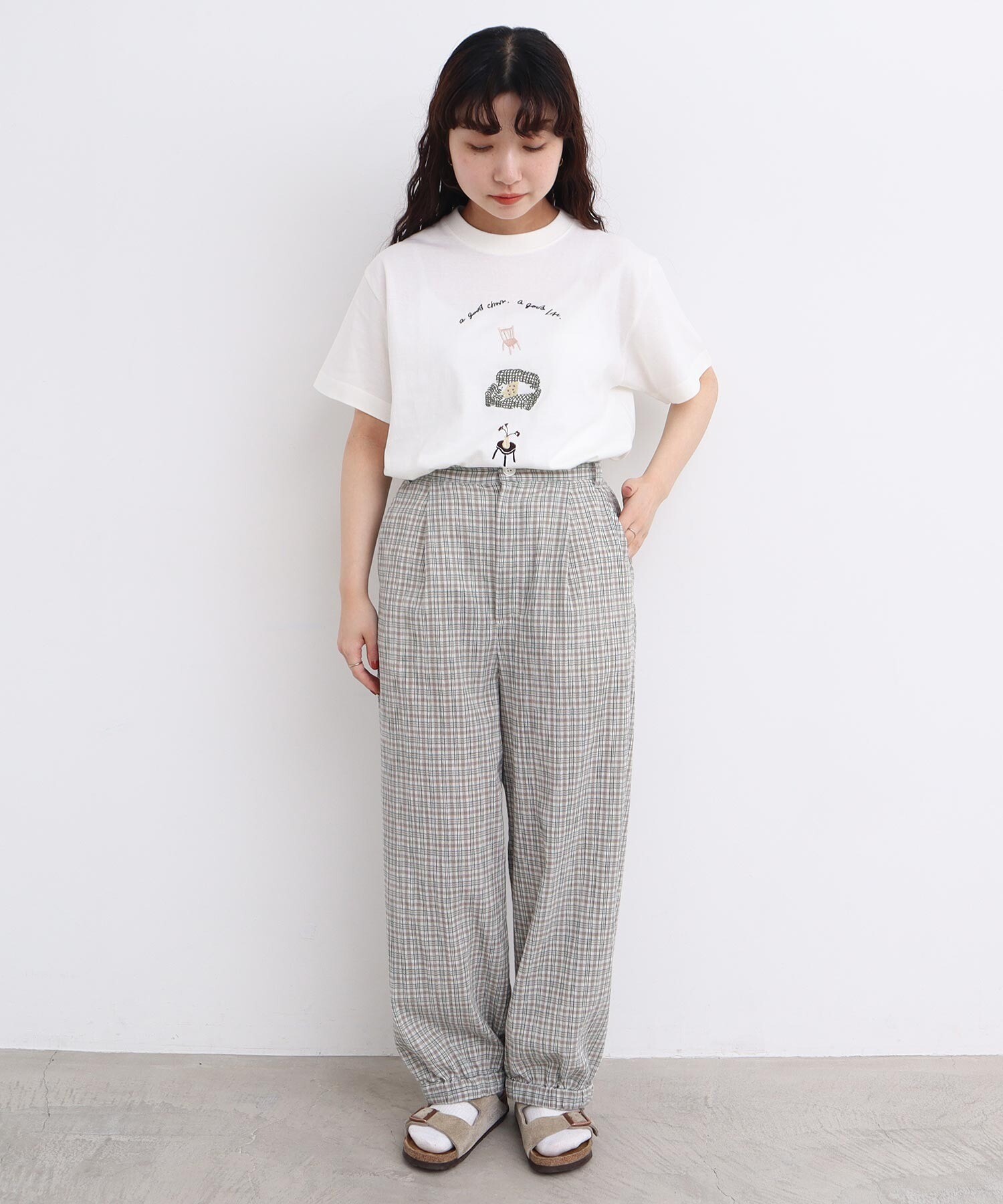 AMBIDEX Store 【予約販売】〇やさしいチェック 裾しぼりパンツ