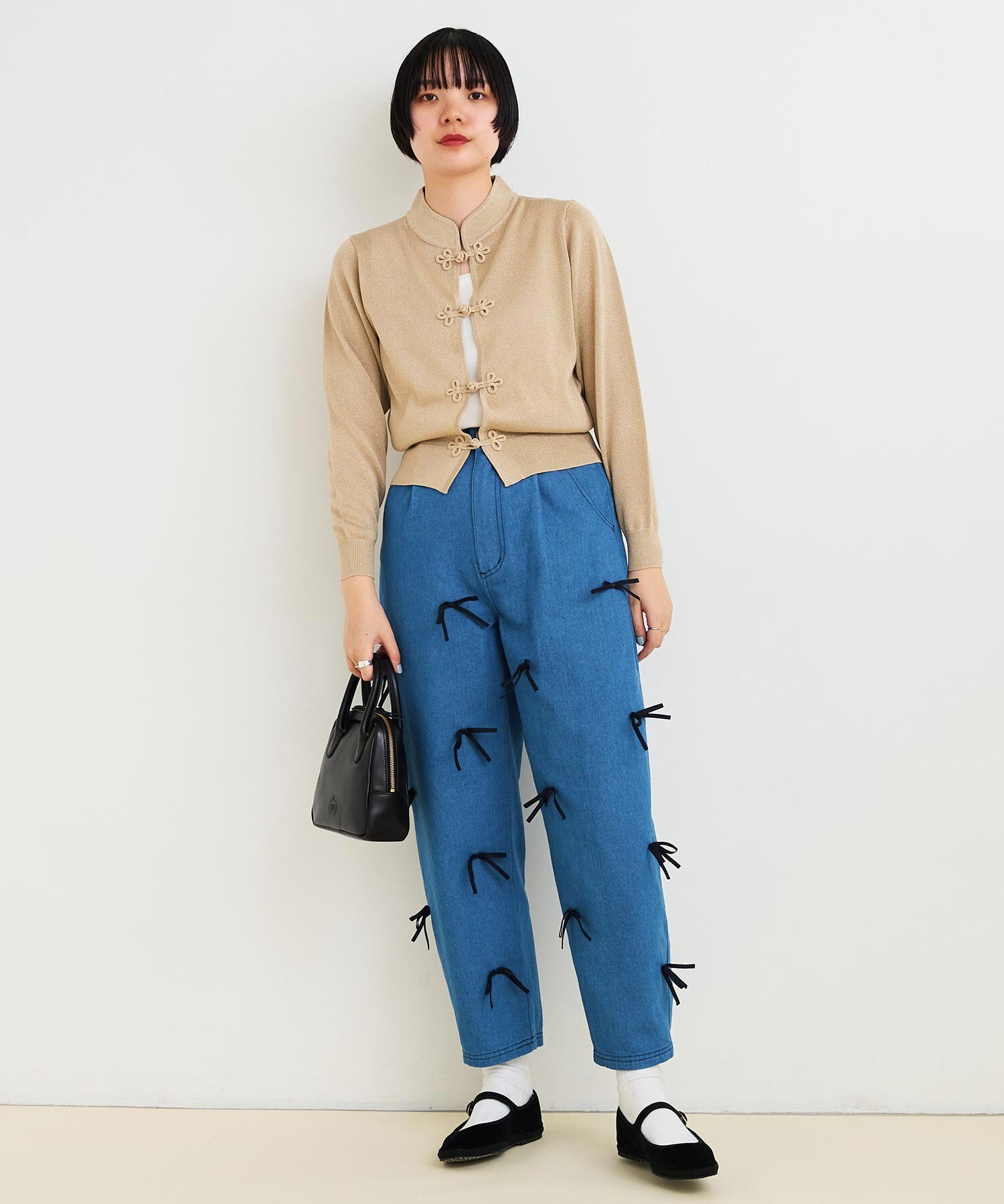 80～90s LADIES FASHION フラワー刺繍デザイン ウールニット