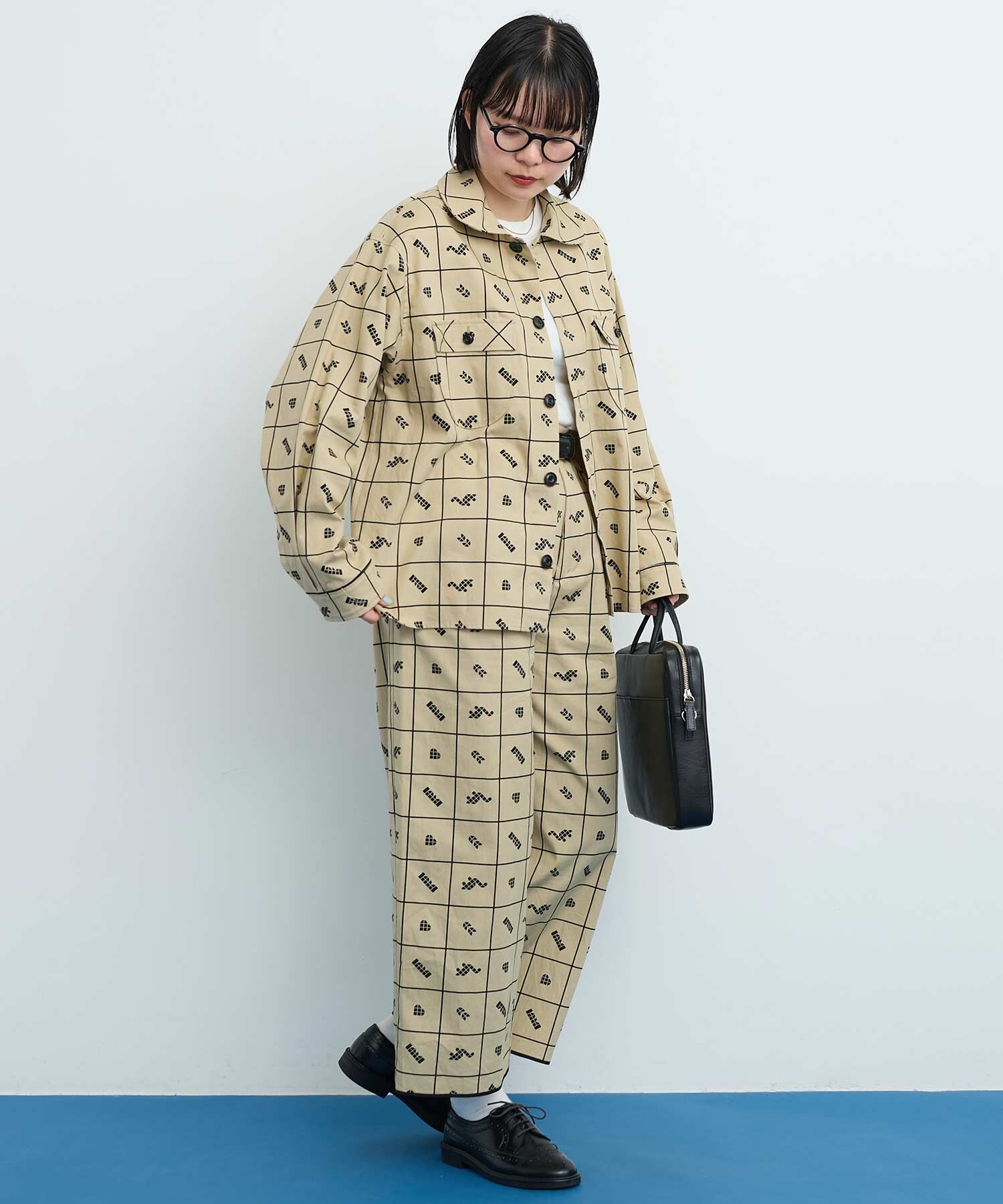 AMBIDEX Store ○〇BROCK TILE CHECK パンツ (F クロ): l'atelier du savon