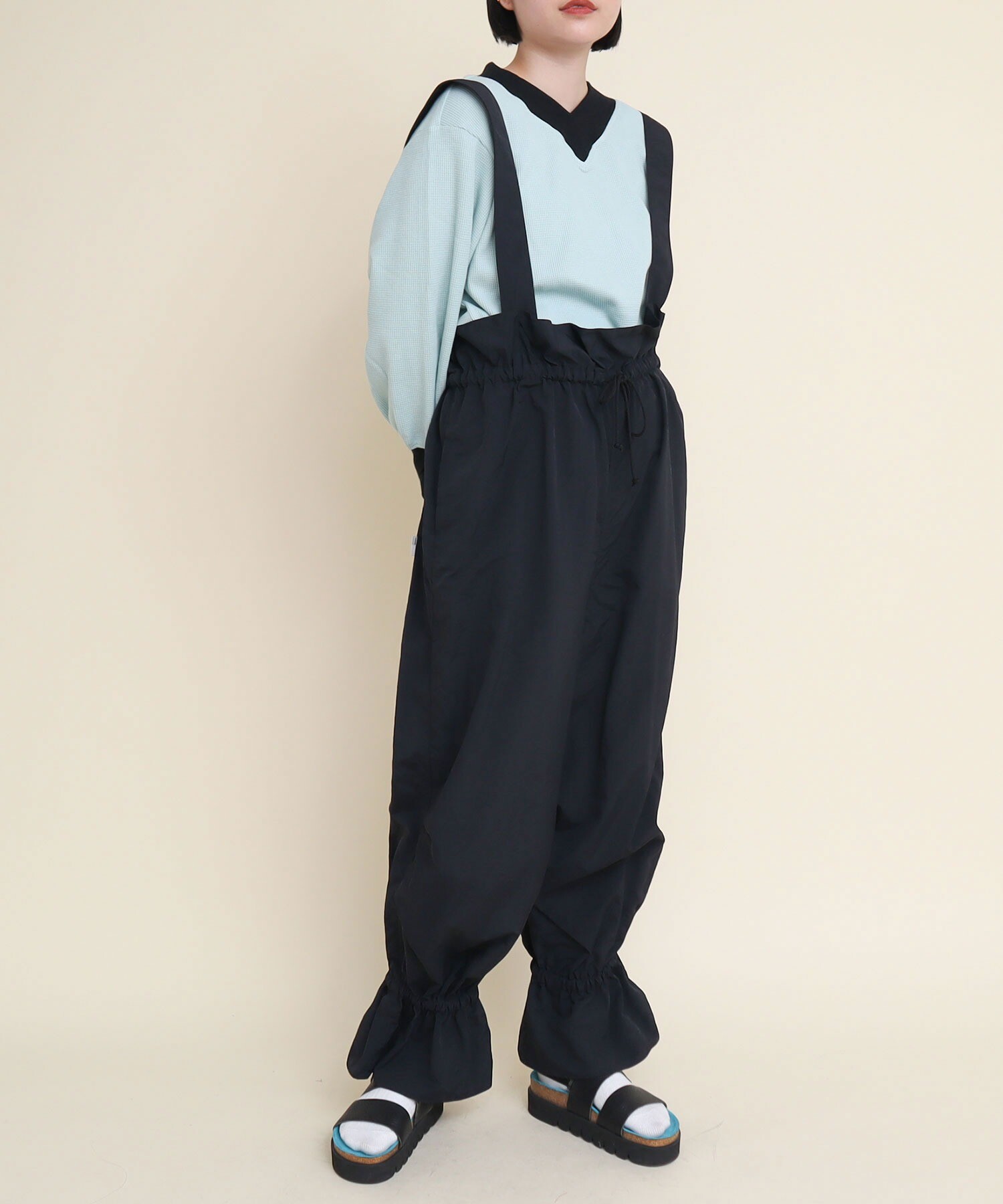 AMBIDEX Store ○NYLON TAFFETA gather frill snow pants(F クロ): l 